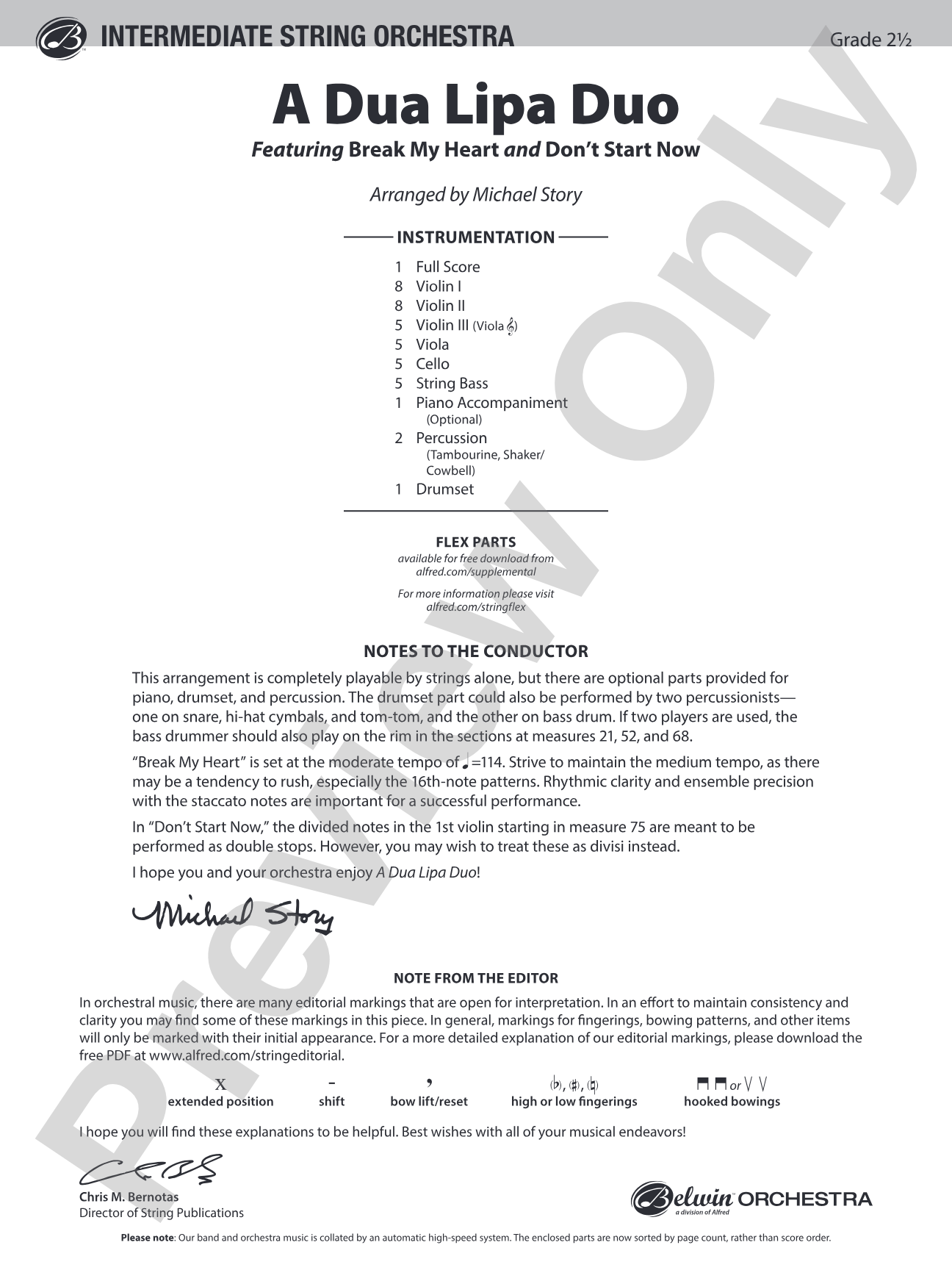 A Dua Lipa Duo: Flexible String Ensemble Conductor Score & Parts