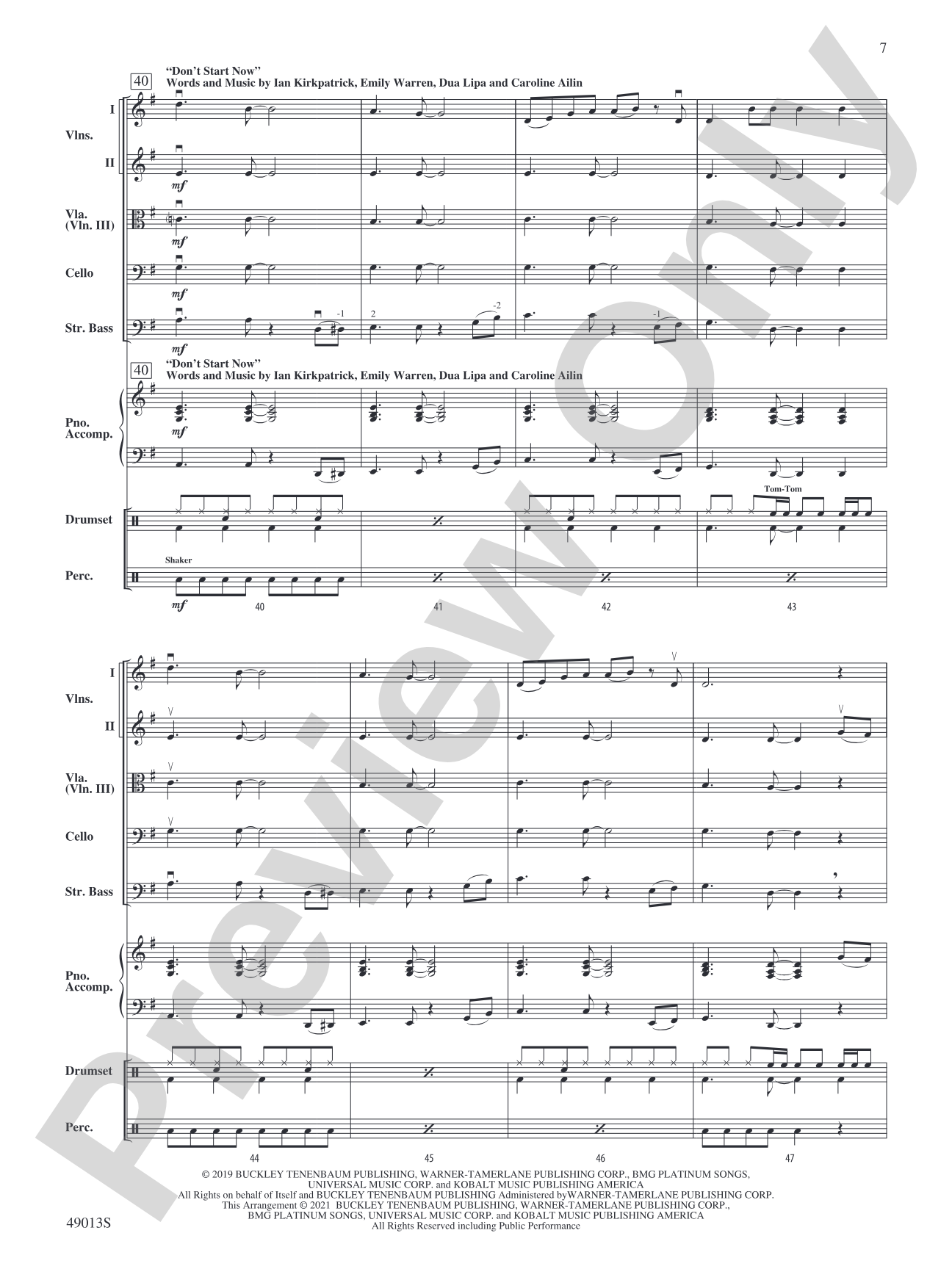 A Dua Lipa Duo: Flexible String Ensemble Conductor Score & Parts