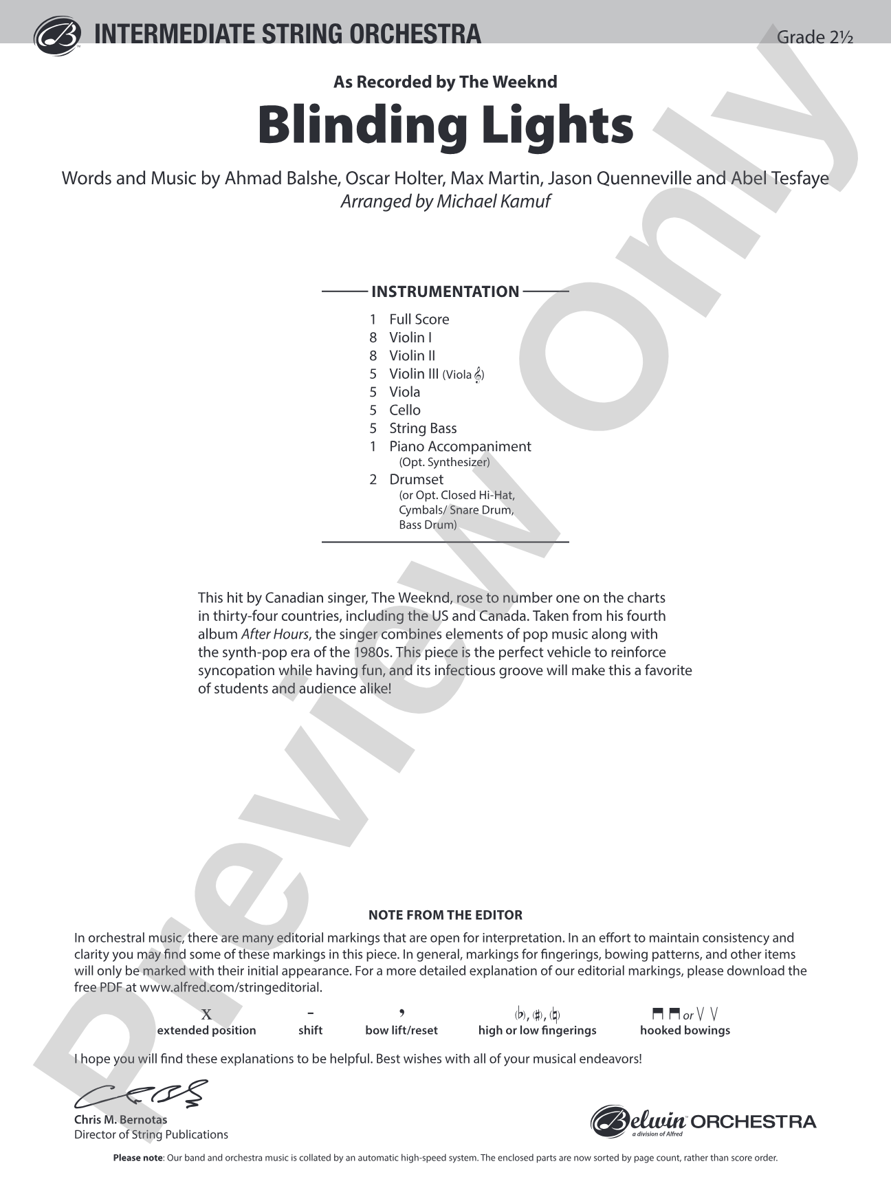 Blinding Lights: String Orchestra Conductor Score & Parts