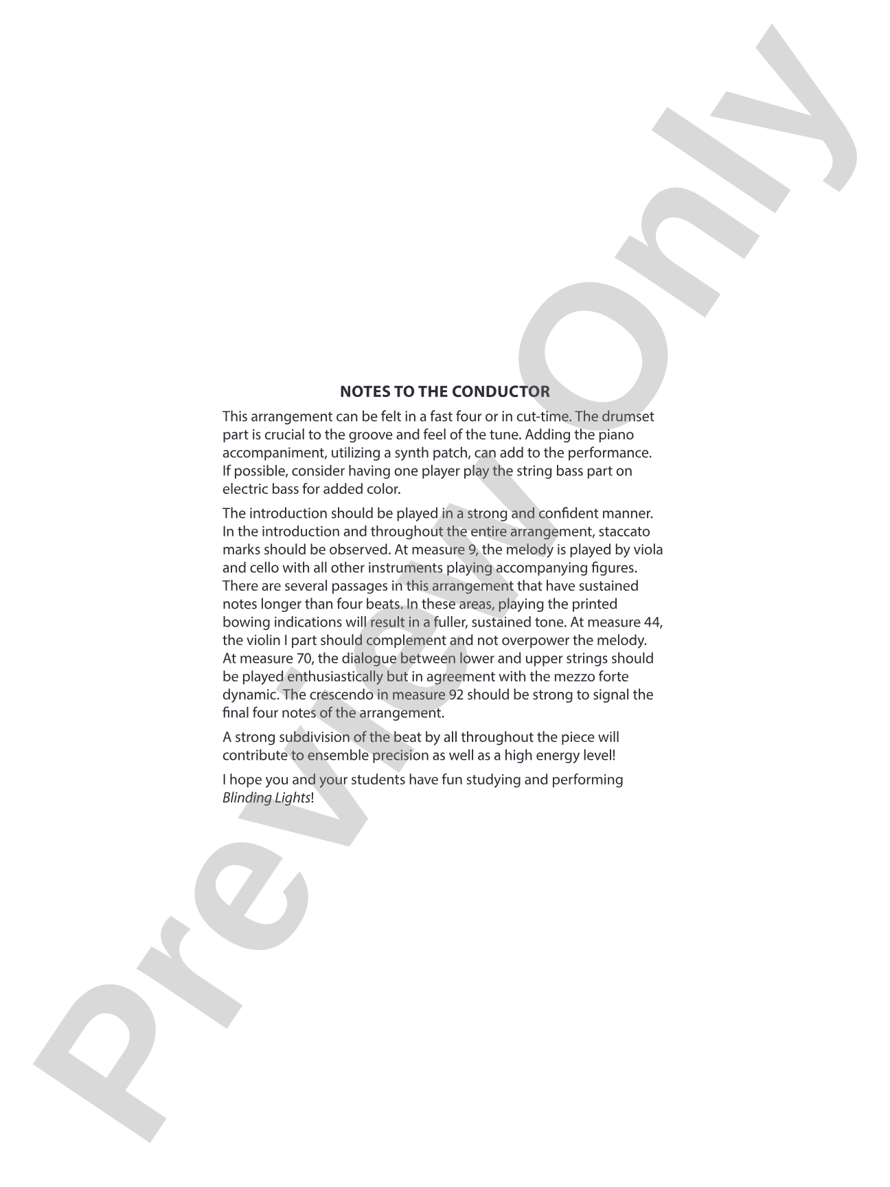 Blinding Lights: String Orchestra Conductor Score & Parts