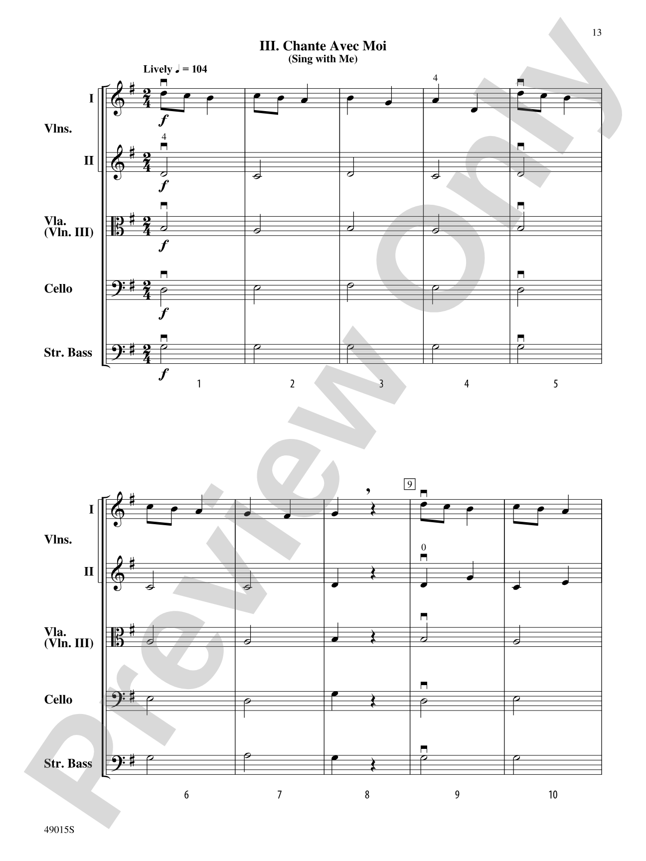 Petite Suite Française: Score