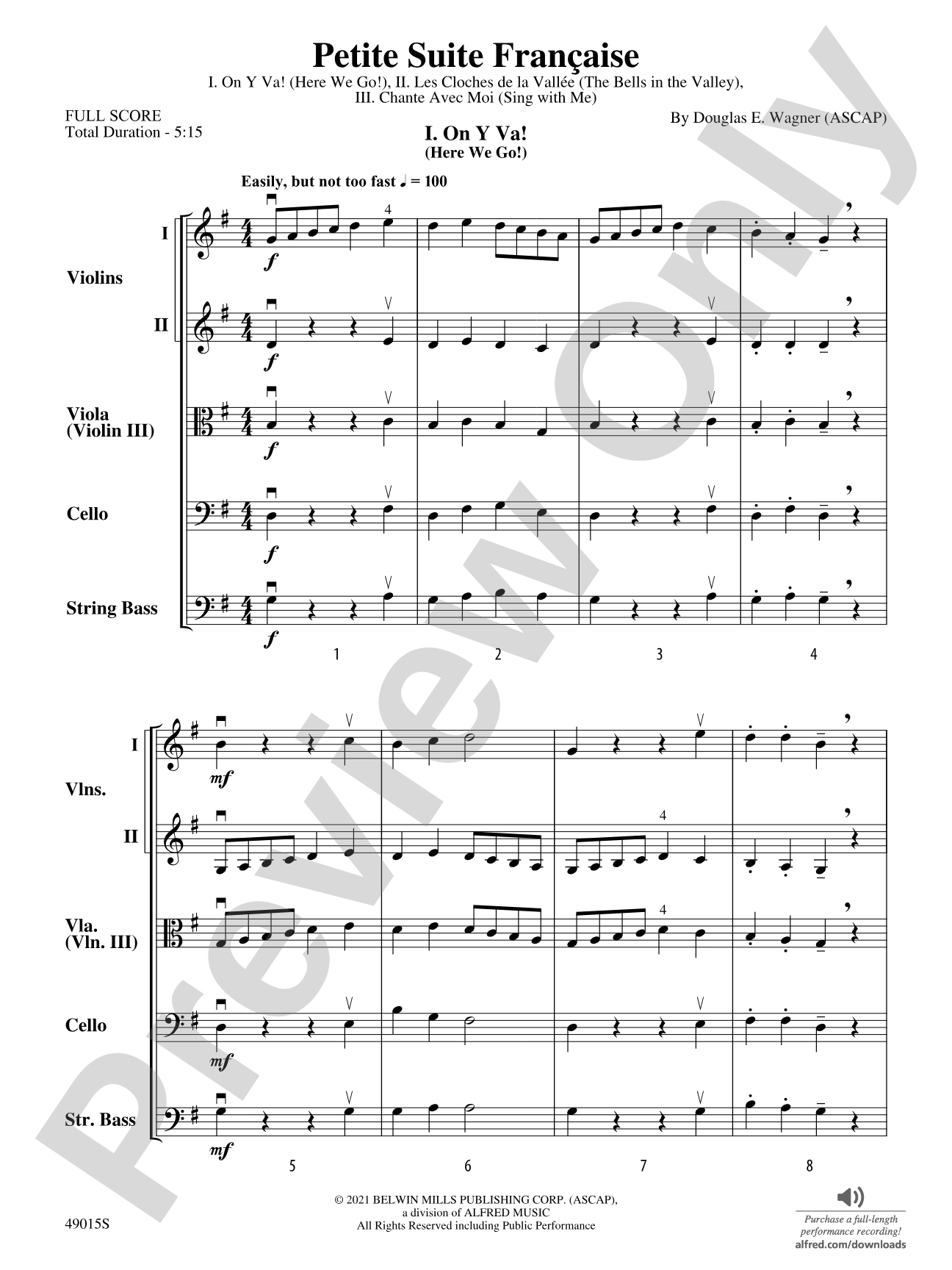 Petite Suite Française: Score
