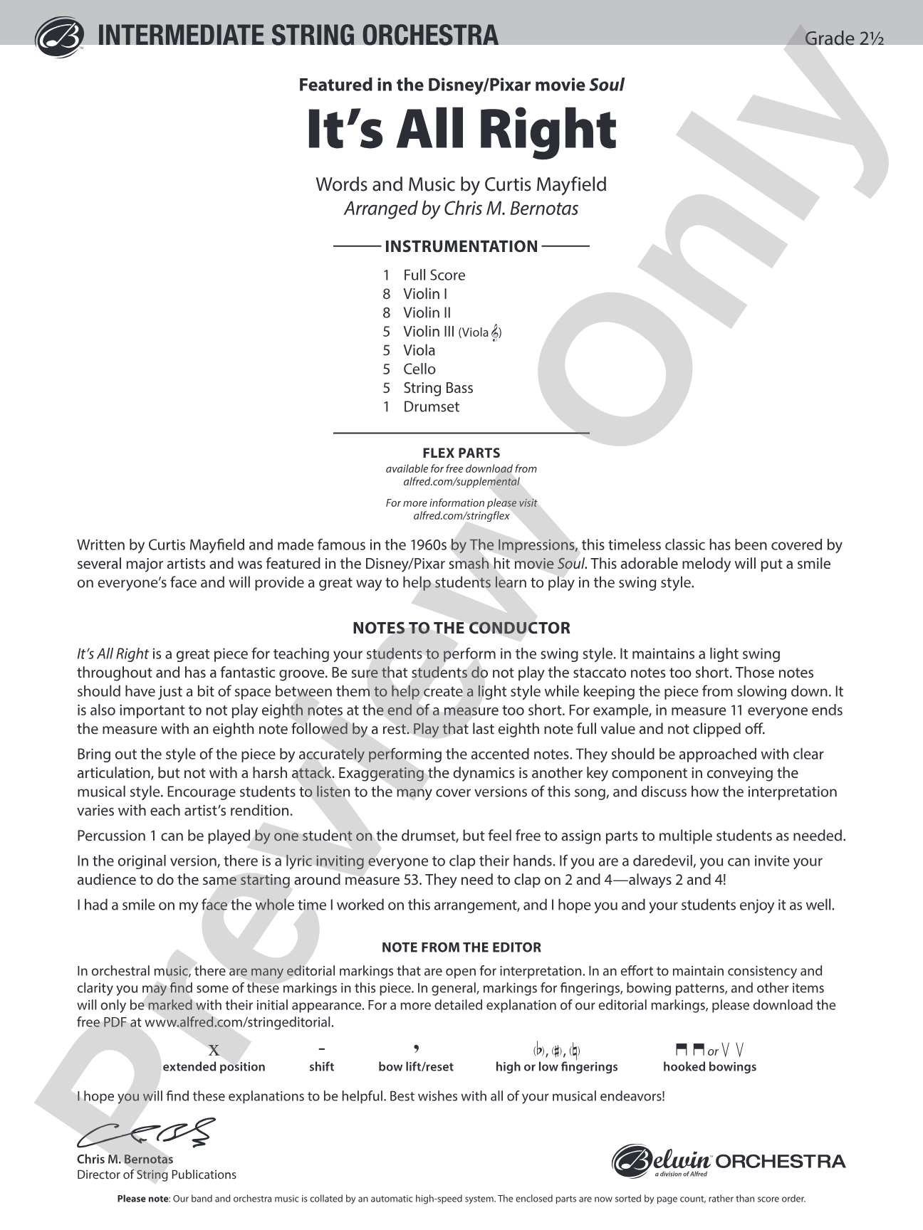 It's All Right: Flexible String Ensemble Conductor Score & Parts