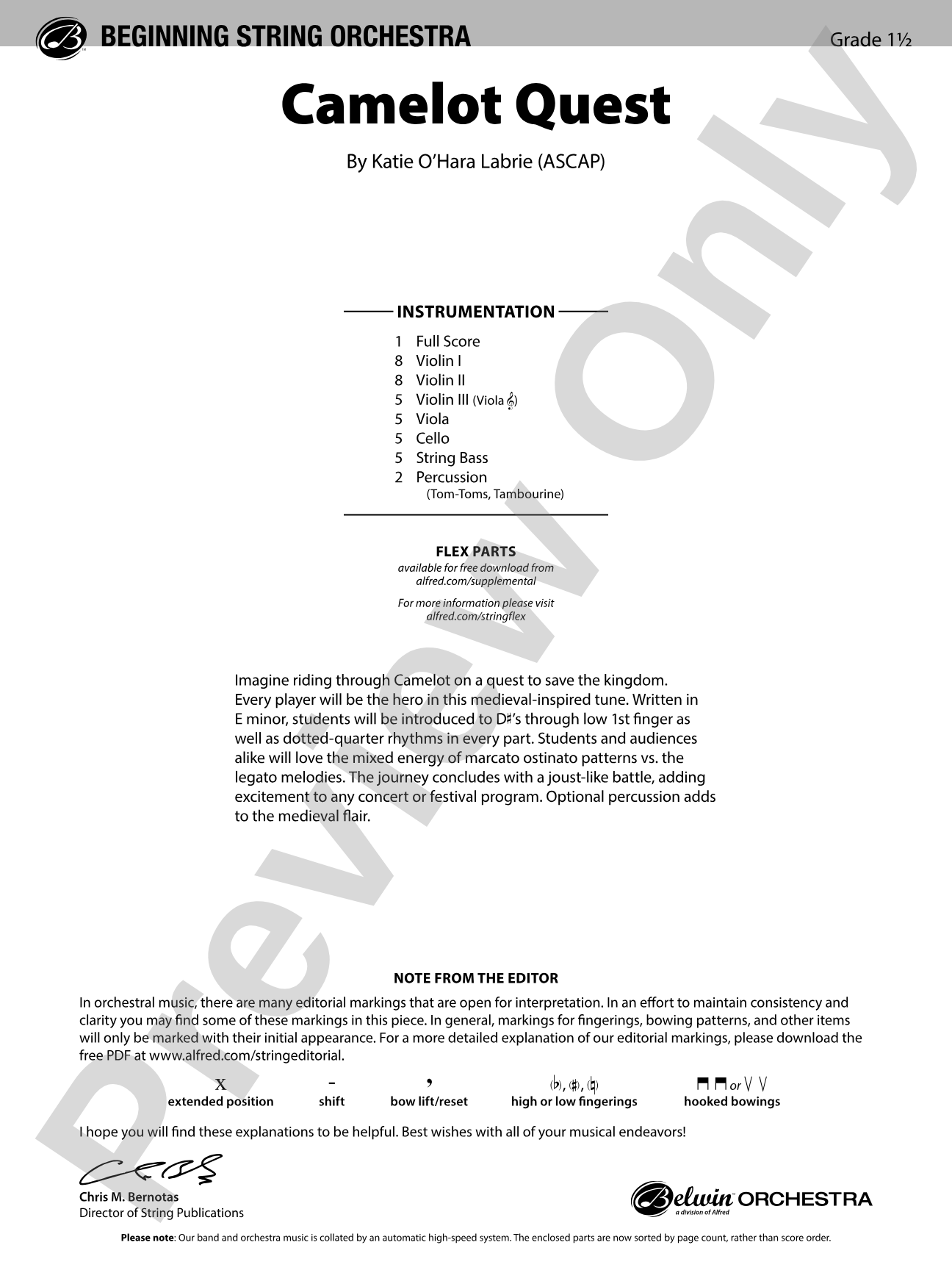 Camelot Quest: Flexible String Ensemble Conductor Score & Parts