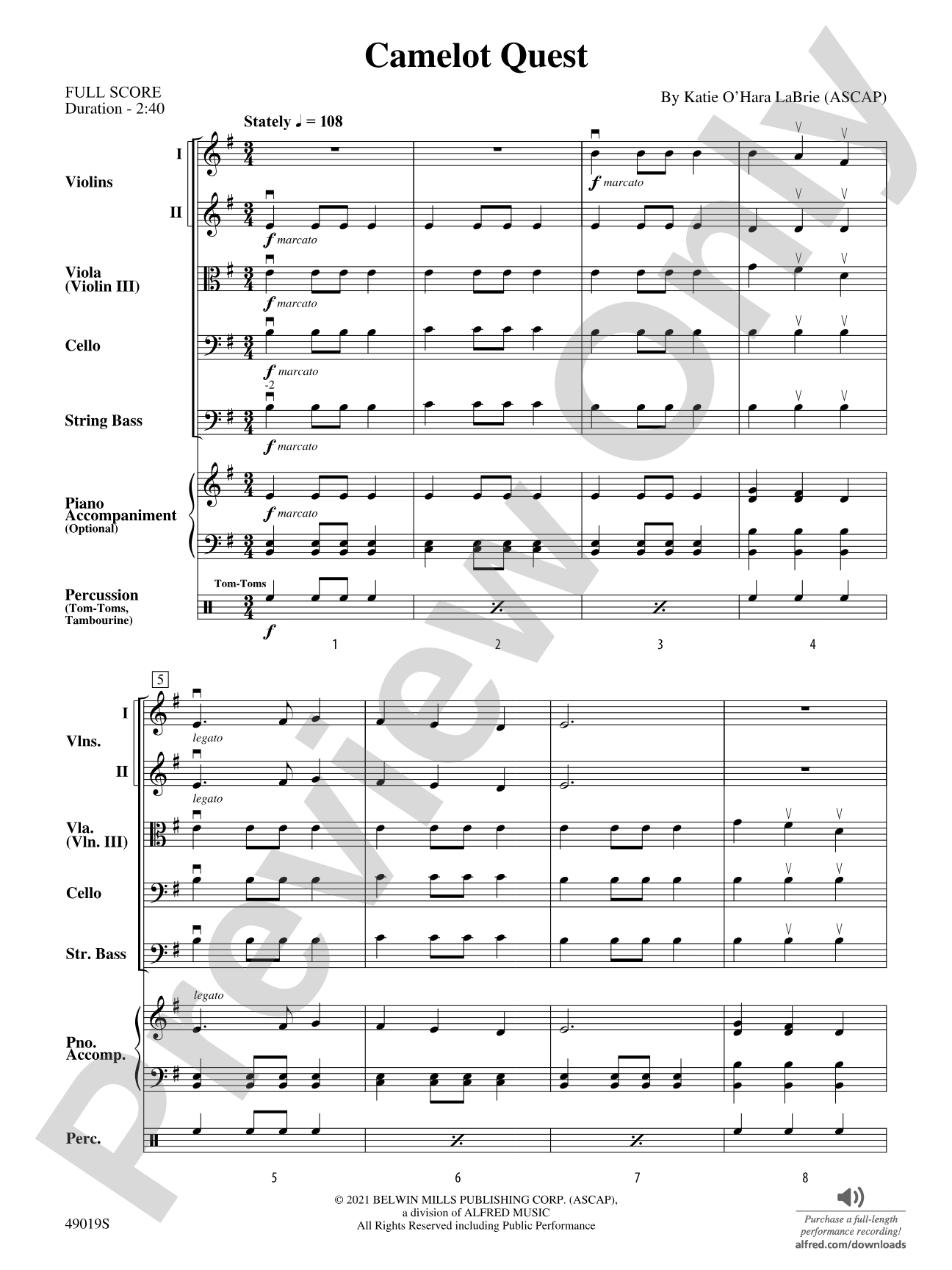 Camelot Quest: Flexible String Ensemble Conductor Score & Parts
