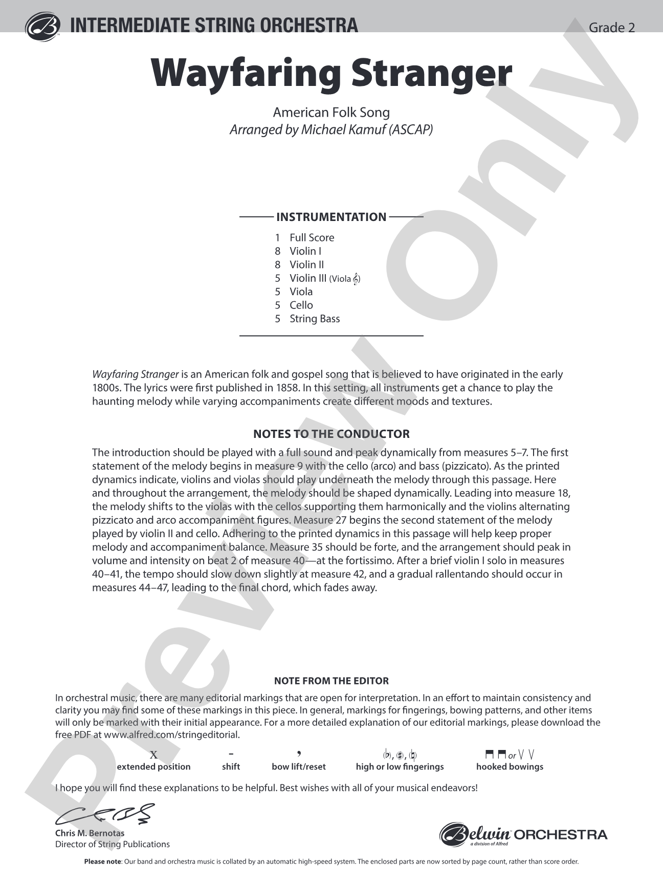 Wayfaring Stranger: Score