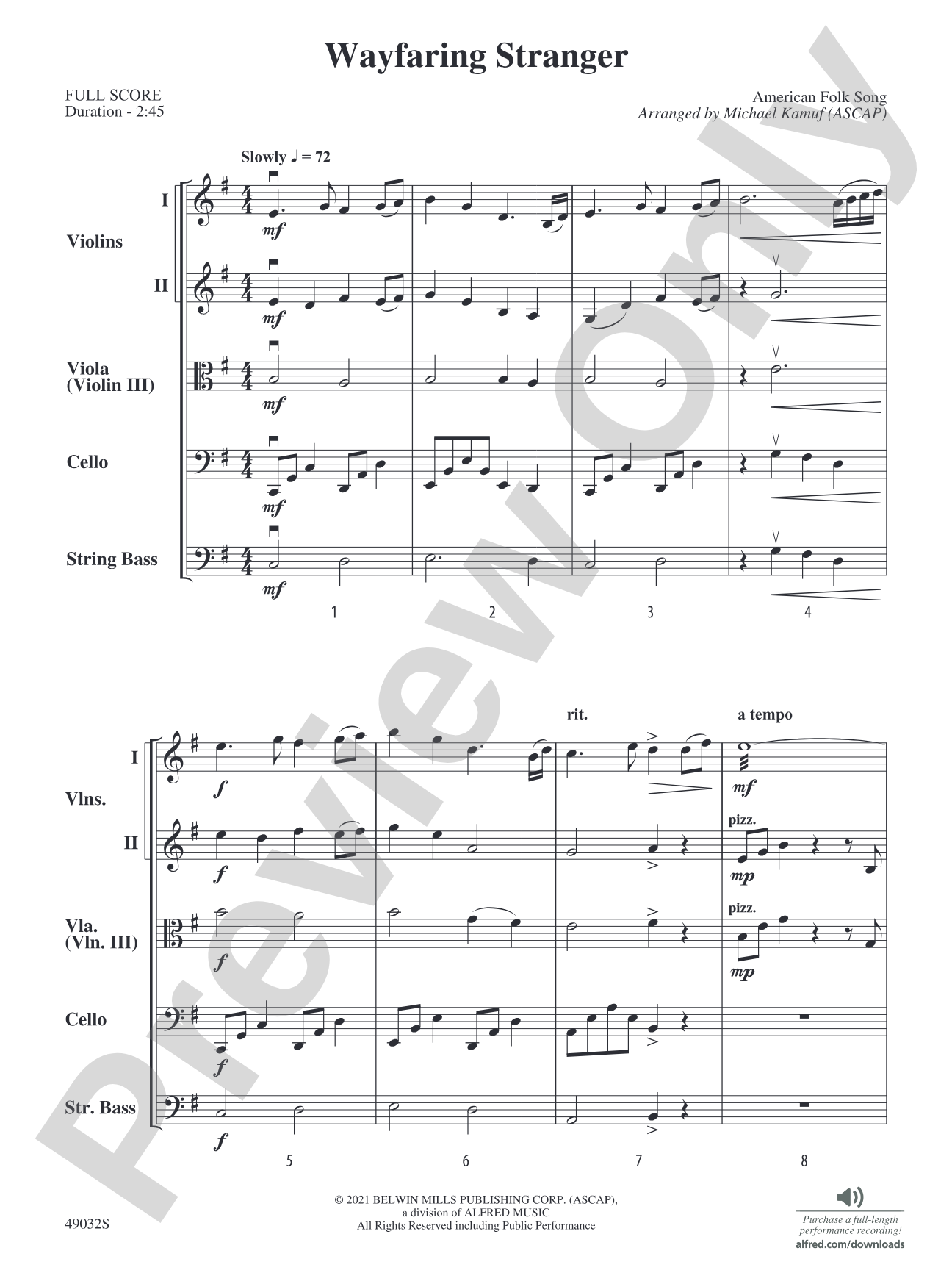 Wayfaring Stranger: Score