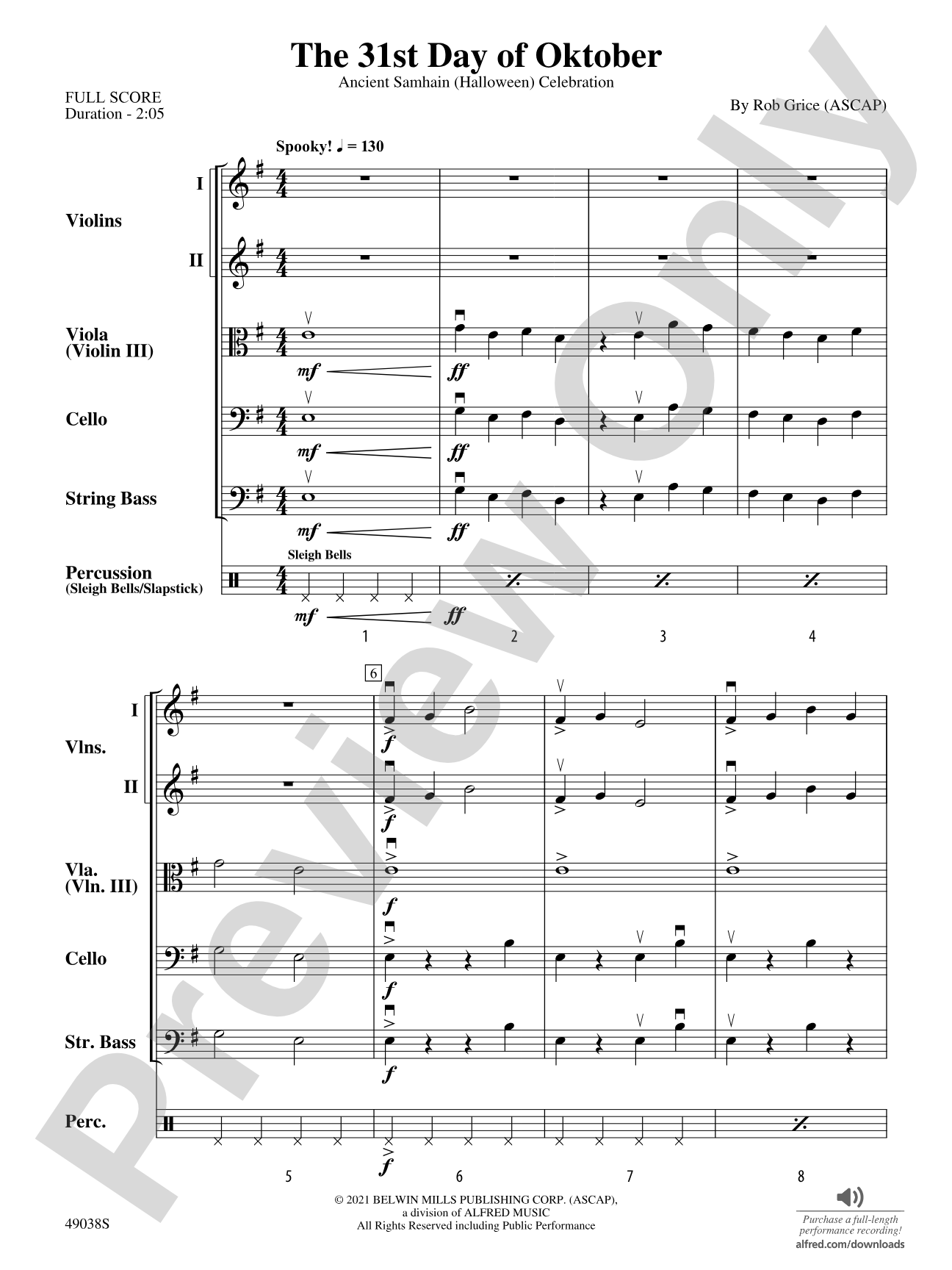 The 31st Day of Oktober: String Orchestra Conductor Score & Parts