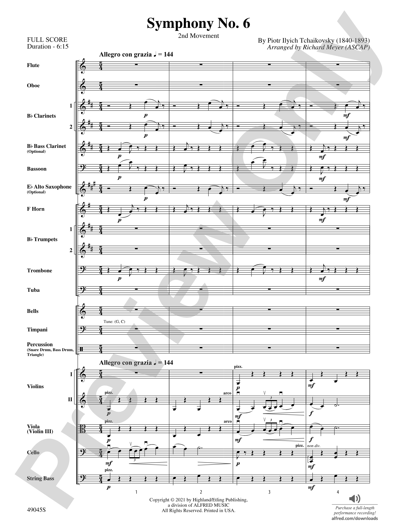 Symphony No. 6: Full Orchestra Conductor Score & Parts