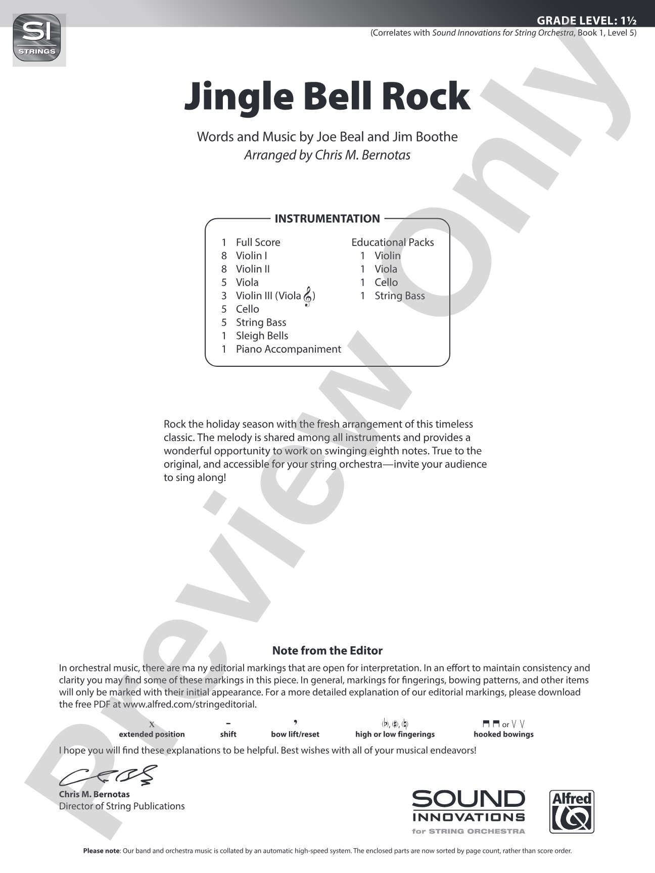 Jingle Bell Rock: String Orchestra Conductor Score & Parts