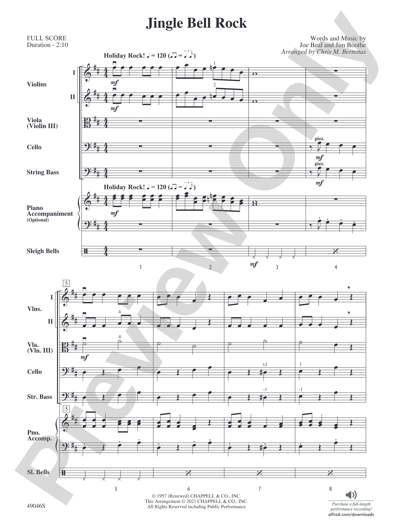 Jingle Bell Rock: String Orchestra Conductor Score & Parts