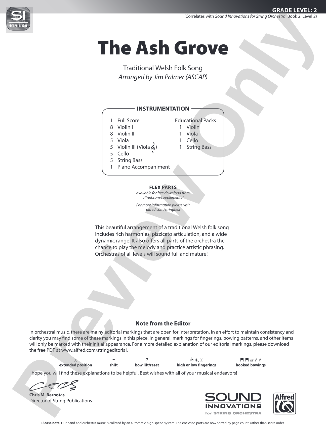 The Ash Grove: Flexible String Ensemble Conductor Score & Parts