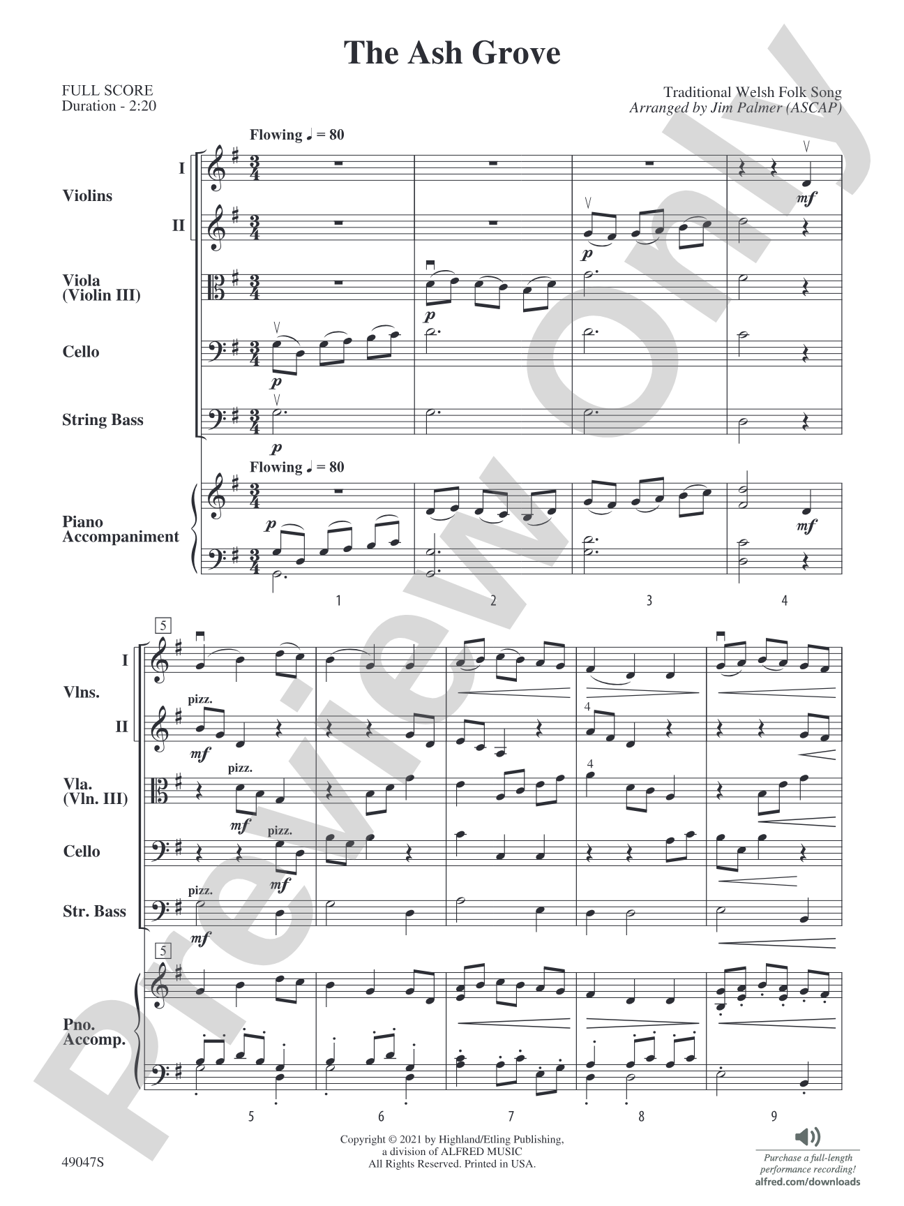 The Ash Grove: Flexible String Ensemble Conductor Score & Parts