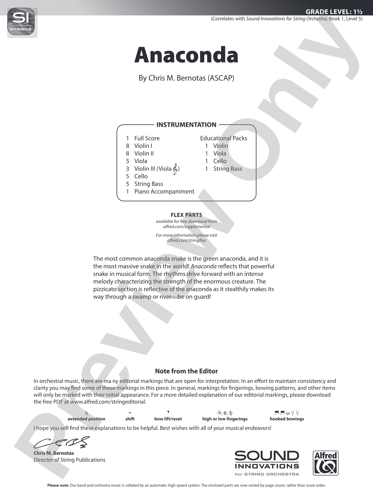 Anaconda: Flexible String Ensemble Conductor Score & Parts