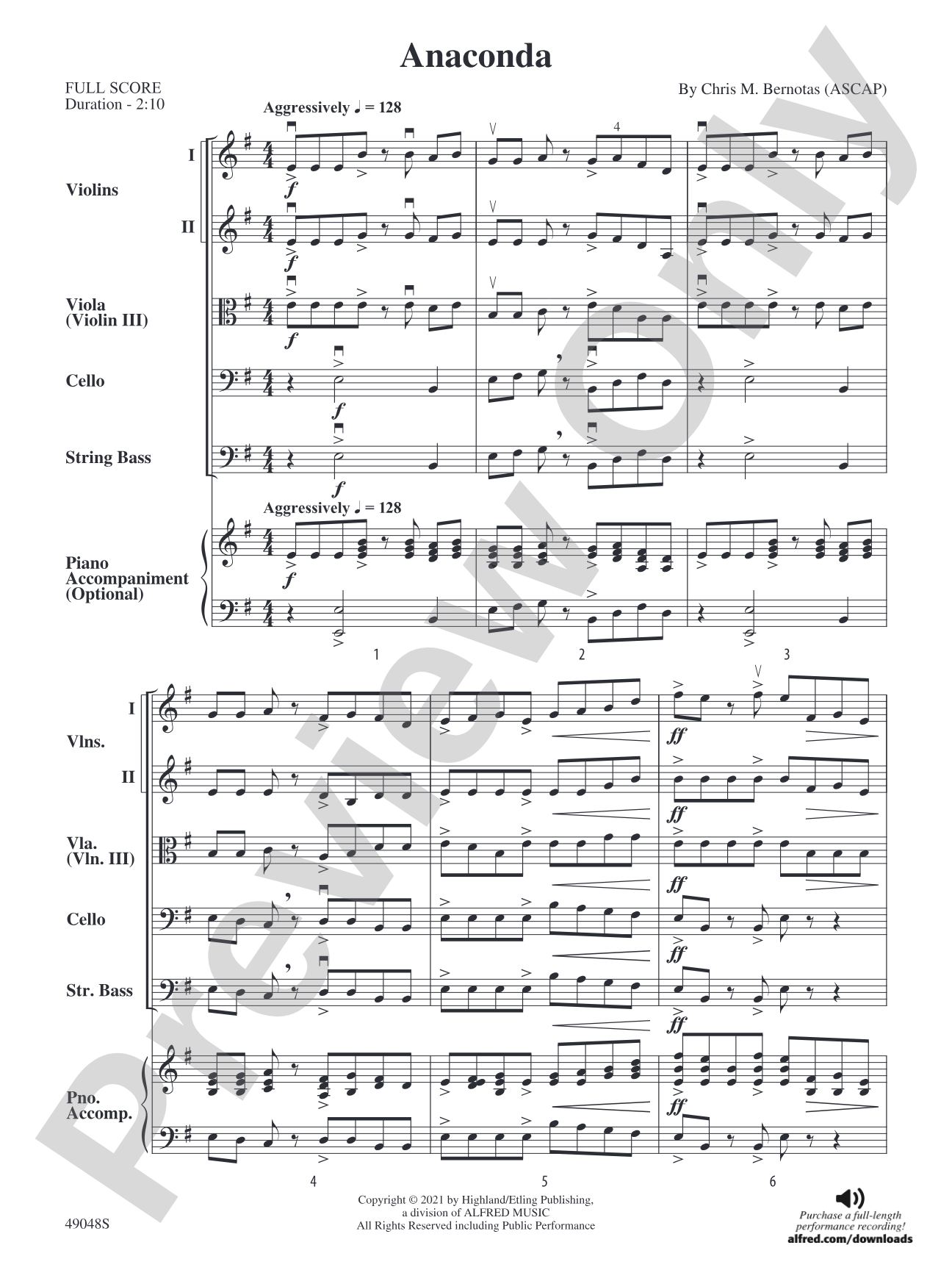 Anaconda: Flexible String Ensemble Conductor Score & Parts