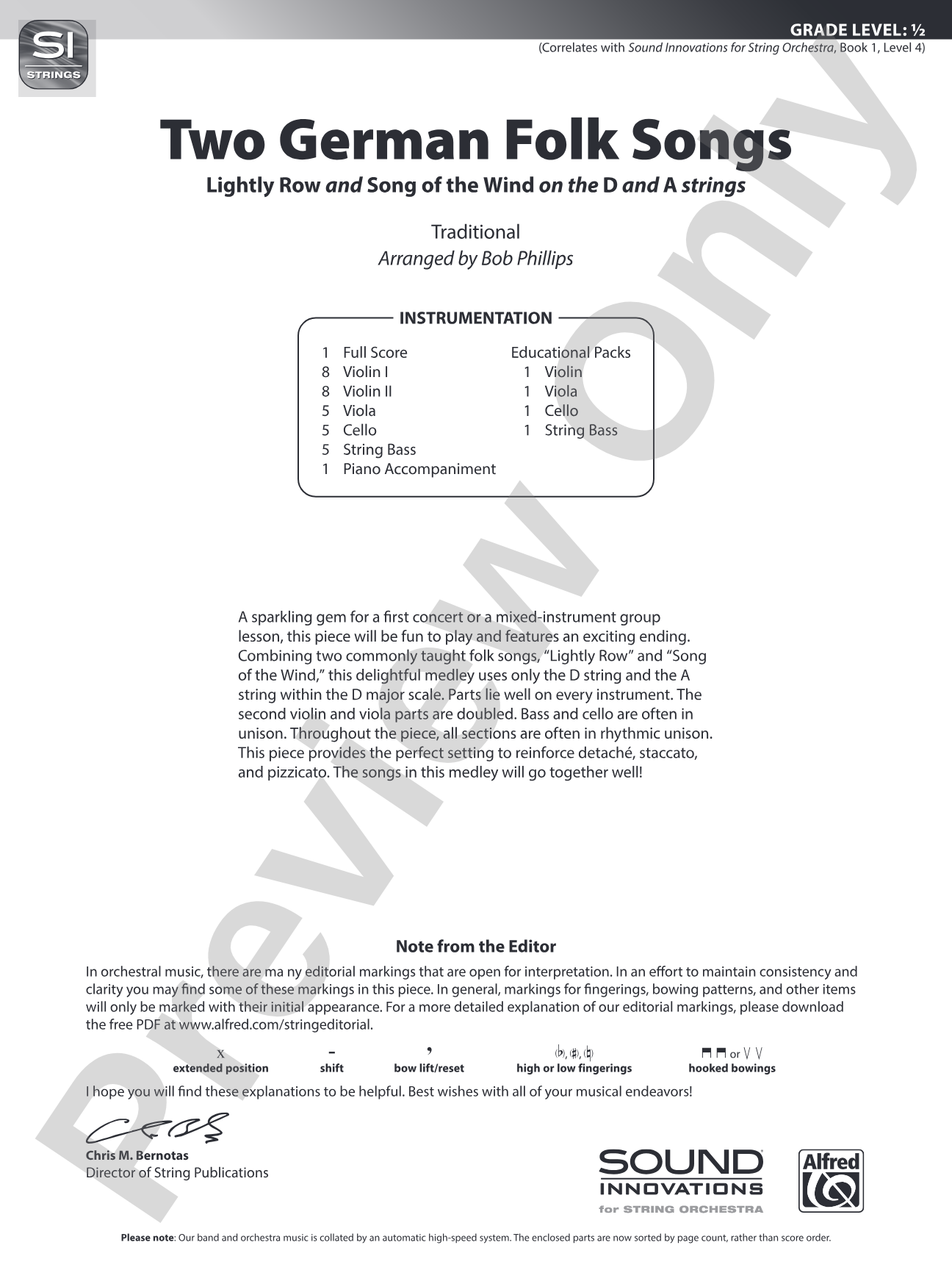 Two German Folk Songs: String Orchestra Conductor Score & Parts