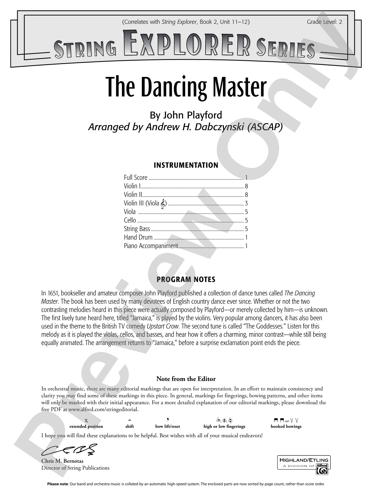 The Dancing Master: Score