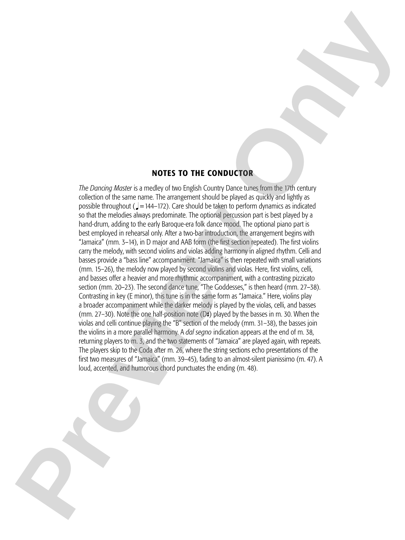 The Dancing Master: Score