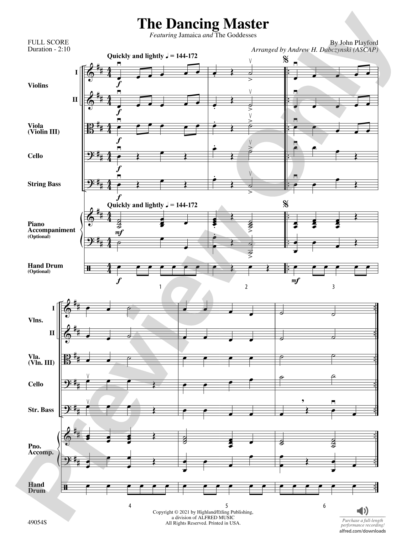 The Dancing Master: Score