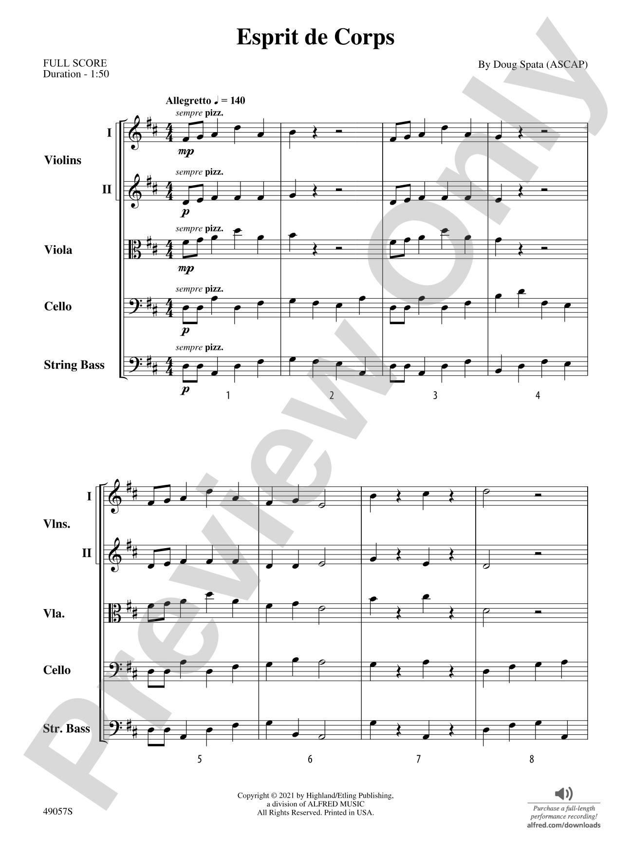 Esprit de Corps: String Orchestra Conductor Score & Parts