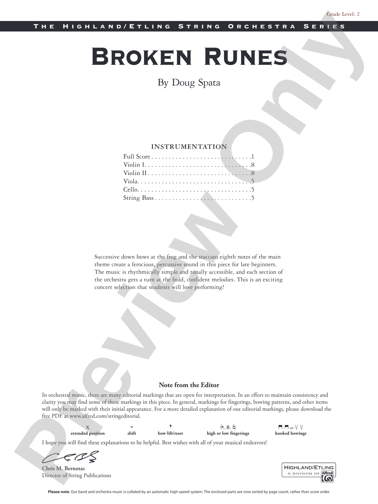 Broken Runes: String Orchestra Conductor Score & Parts