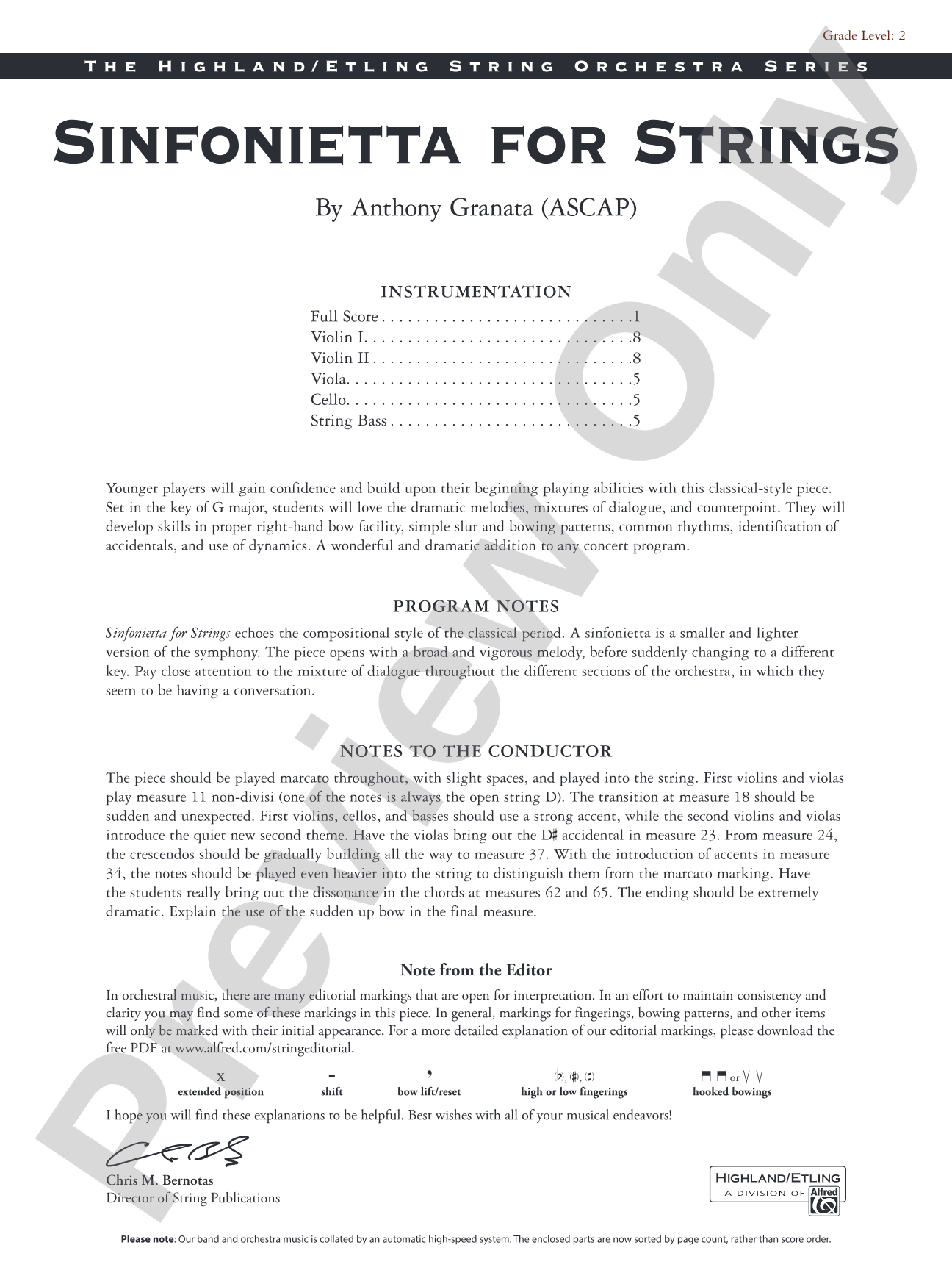Sinfonietta for Strings: String Orchestra Conductor Score & Parts