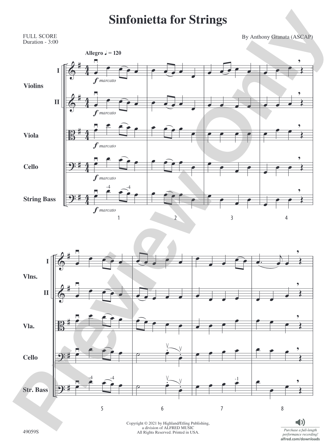 Sinfonietta for Strings: String Orchestra Conductor Score & Parts