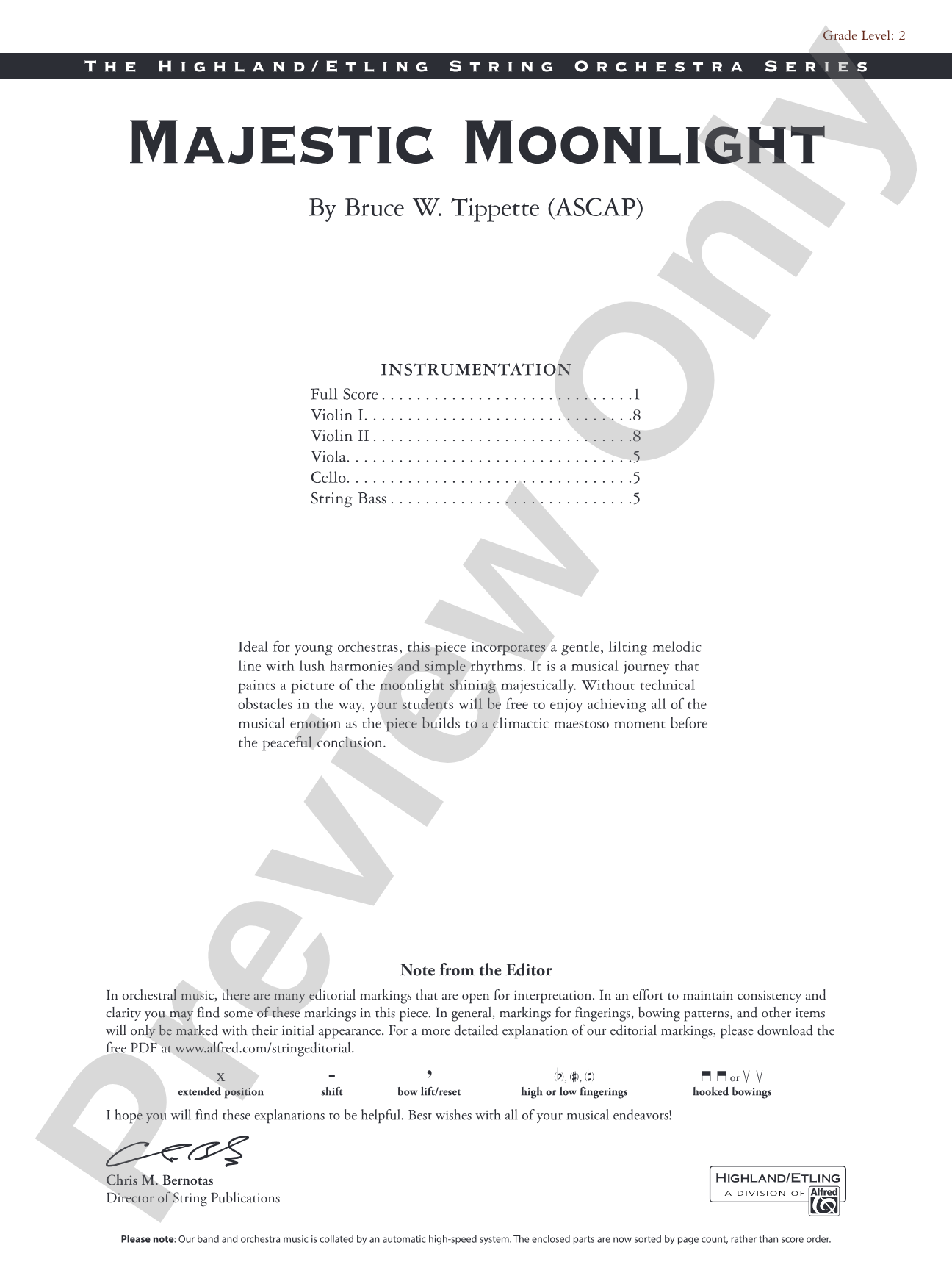 Majestic Moonlight: String Orchestra Conductor Score & Parts