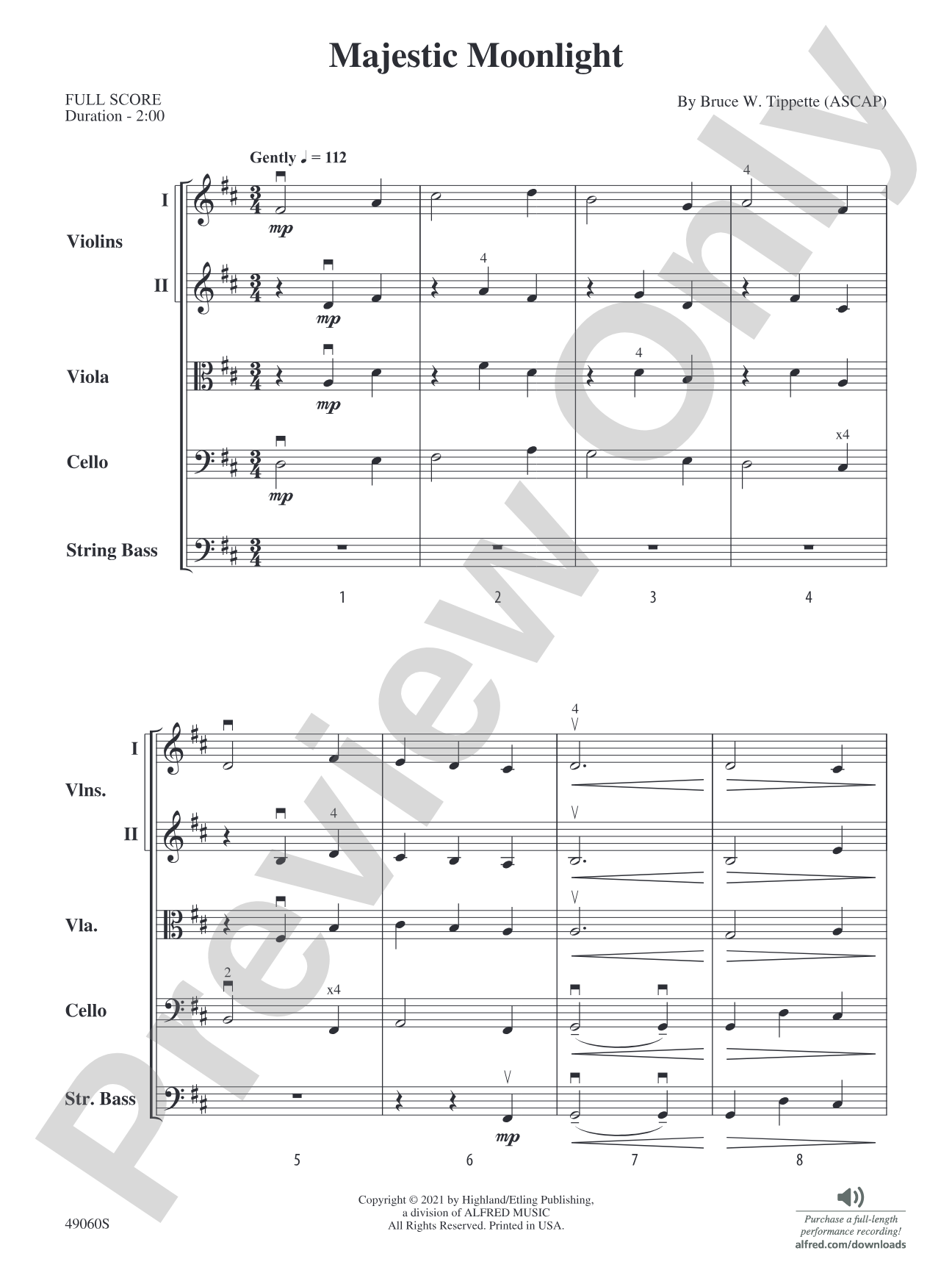 Majestic Moonlight: String Orchestra Conductor Score & Parts