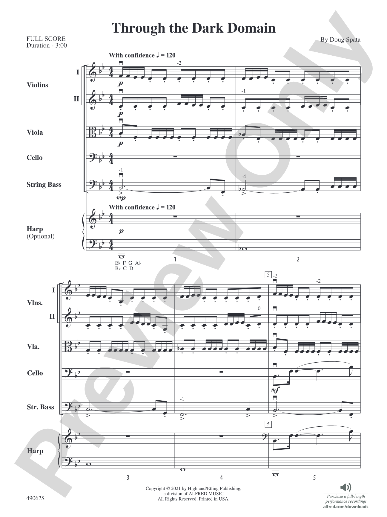 Through the Dark Domain: String Orchestra Conductor Score & Parts