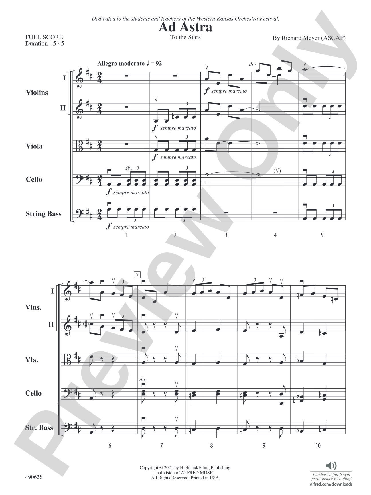 Ad Astra: String Orchestra Conductor Score & Parts