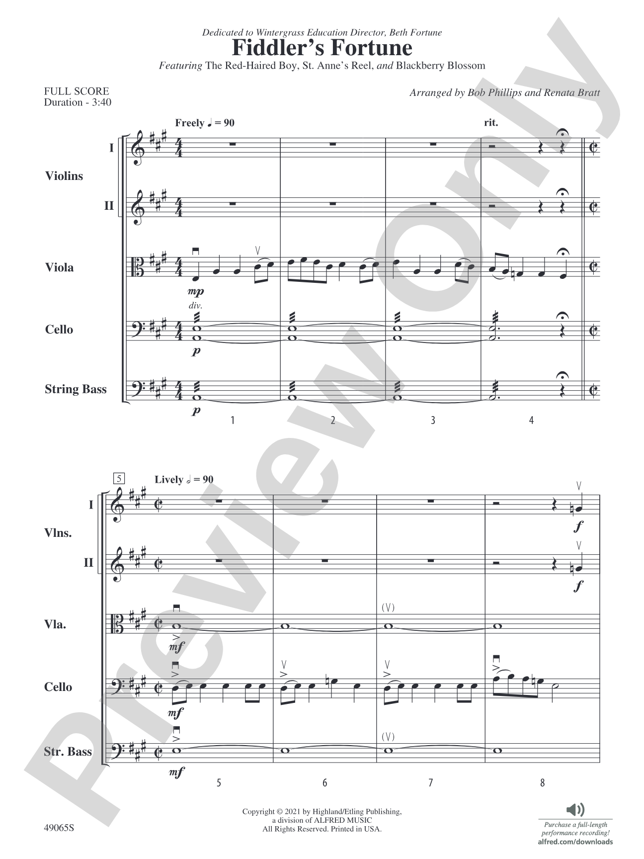Fiddler's Fortune: String Orchestra Conductor Score & Parts