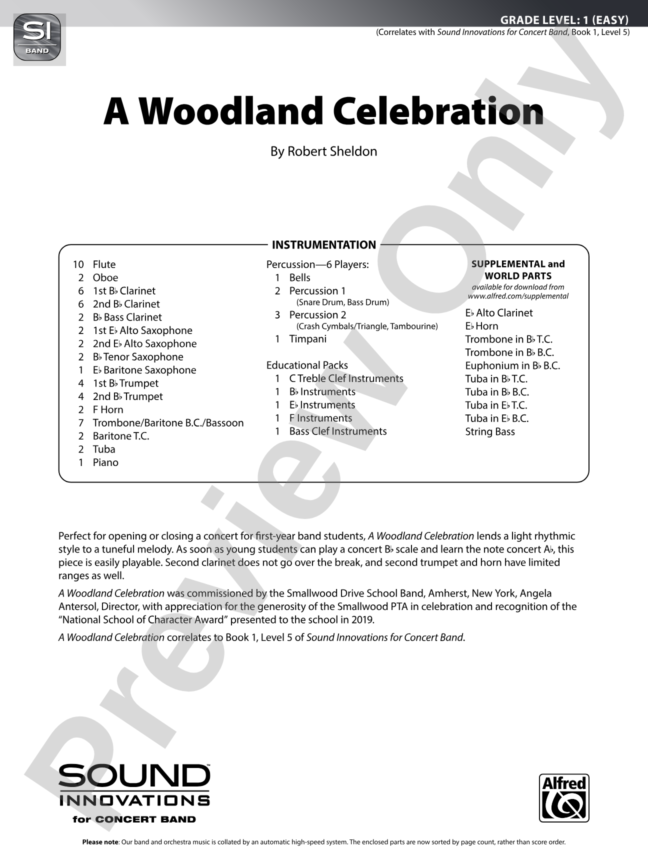A Woodland Celebration: Concert Band Conductor Score & Parts