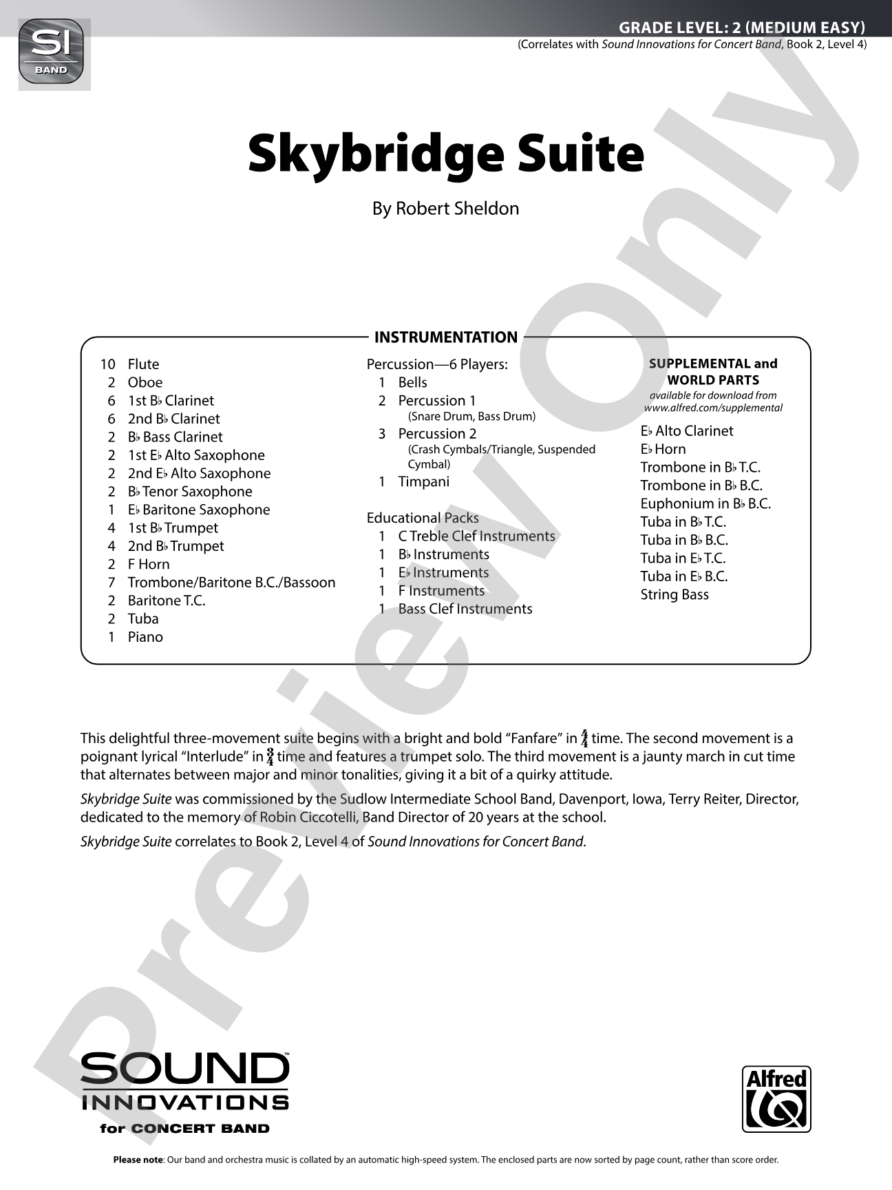 Skybridge Suite: Concert Band Conductor Score & Parts