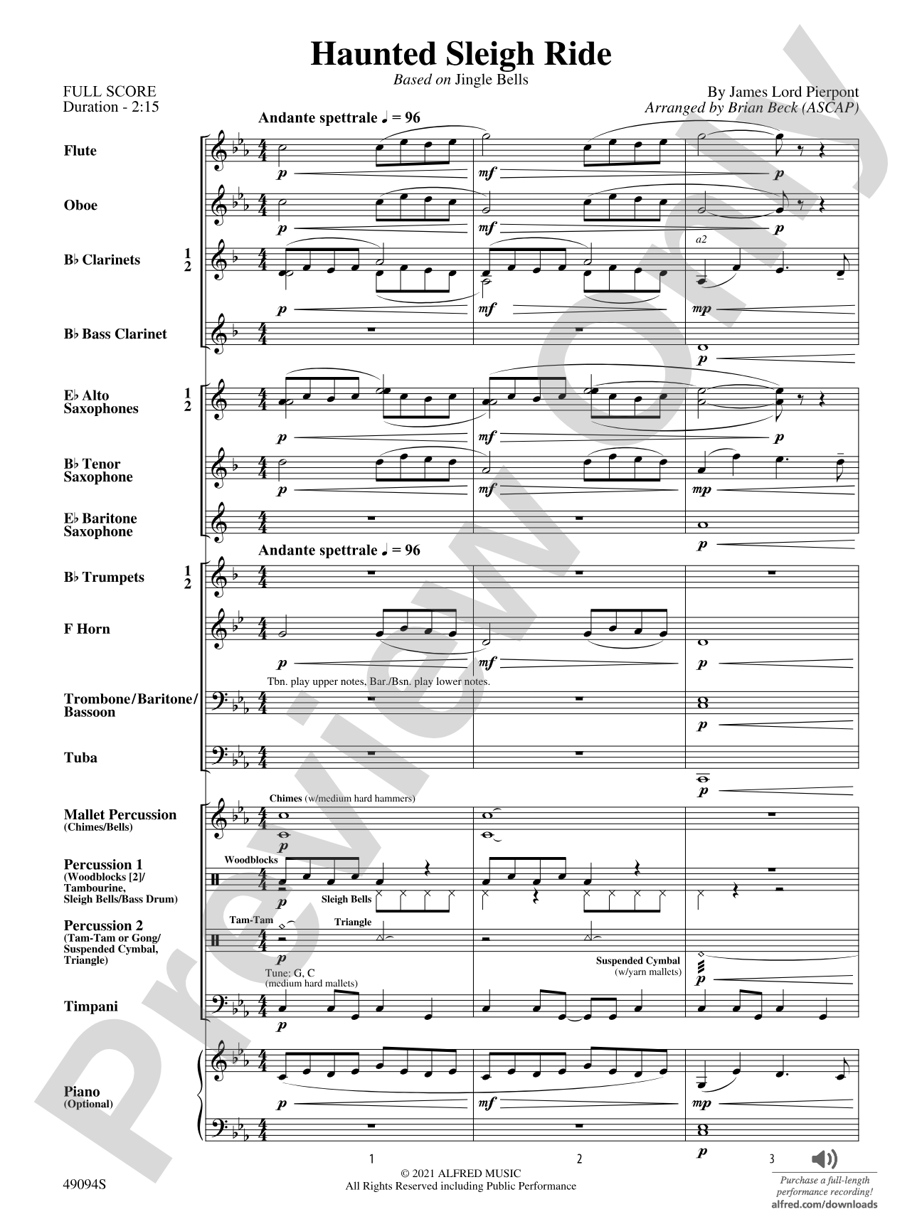 Haunted Sleigh Ride: Concert Band Conductor Score & Parts