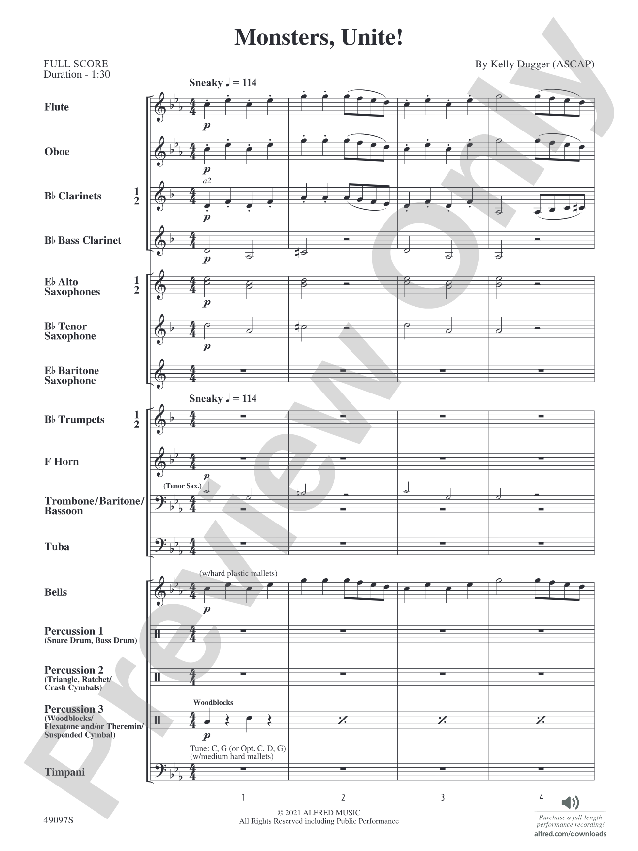 Monsters, Unite!: Concert Band Conductor Score & Parts