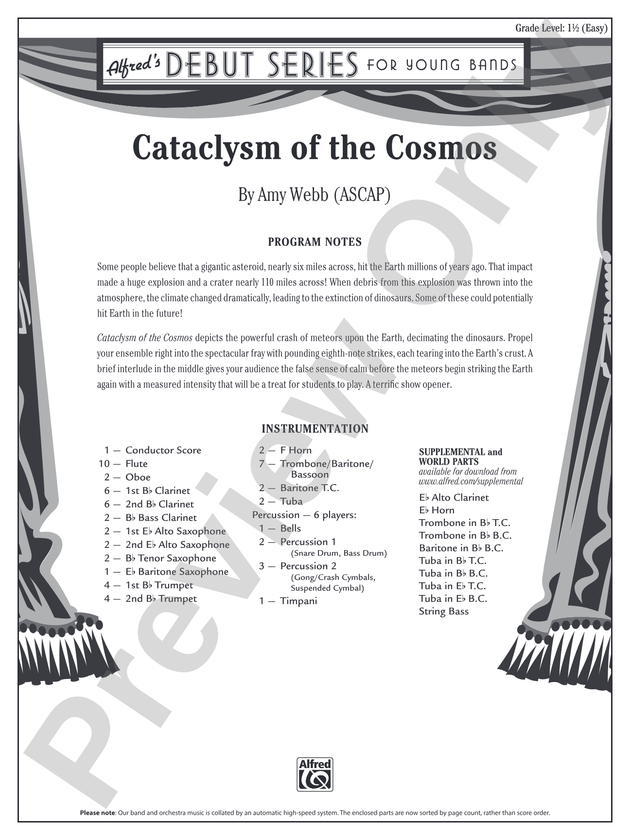 Cataclysm of the Cosmos: Concert Band Conductor Score & Parts