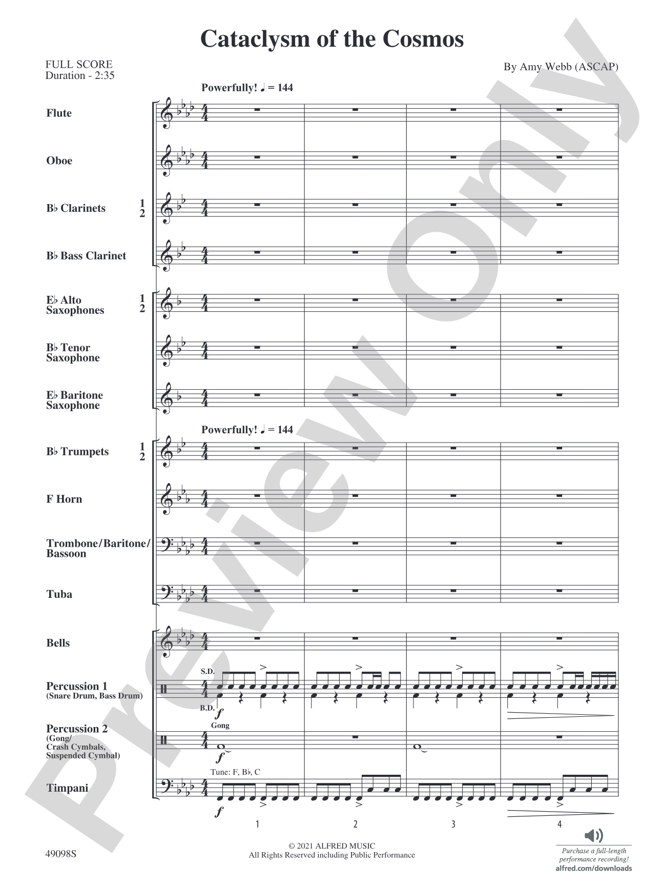 Cataclysm of the Cosmos: Concert Band Conductor Score & Parts