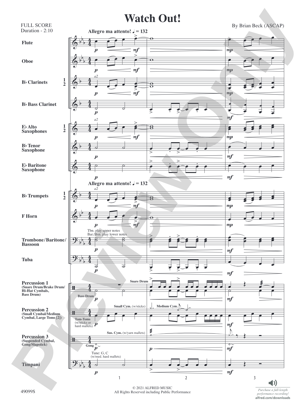 Watch Out!: Concert Band Conductor Score & Parts