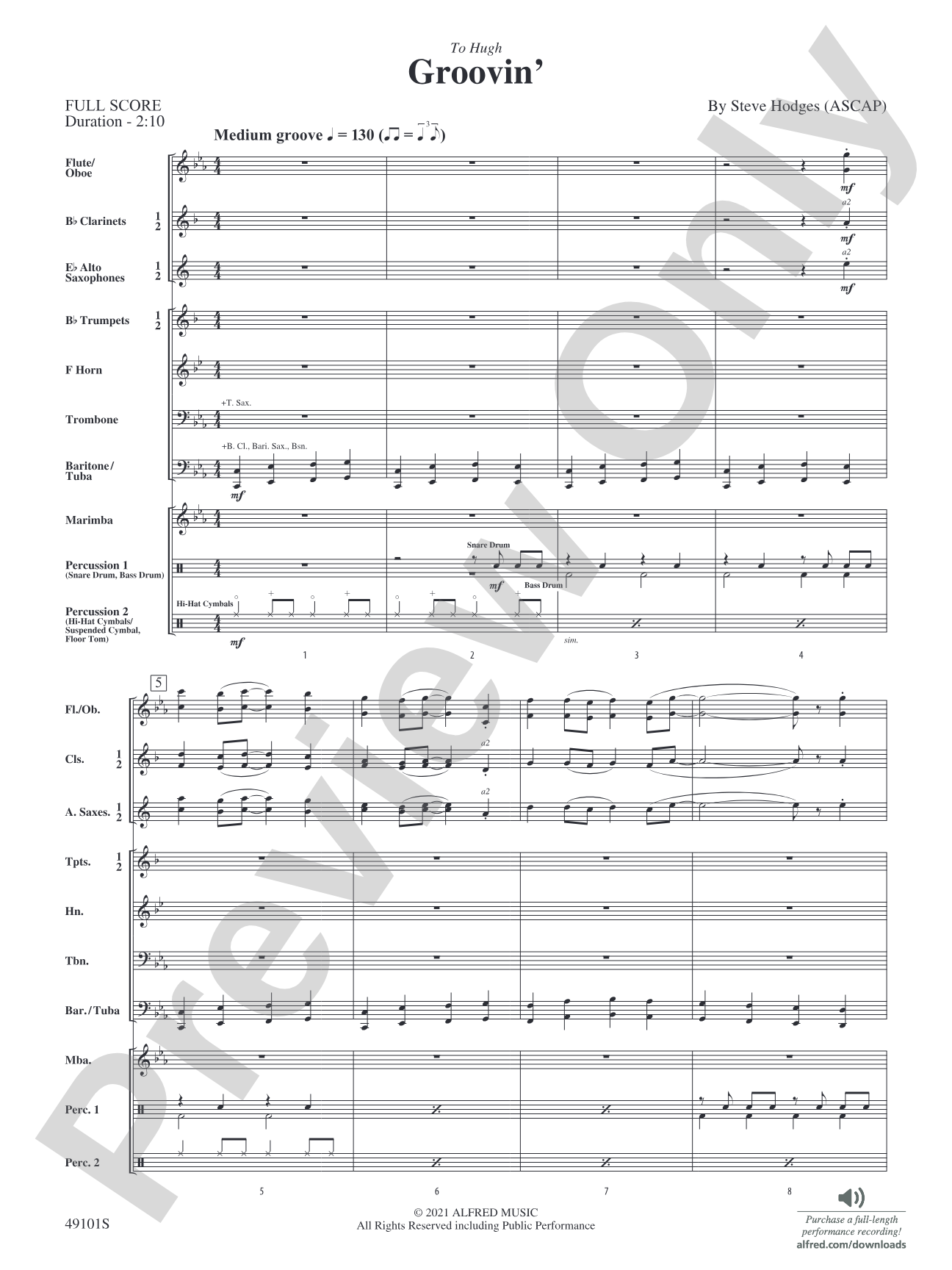 Groovin': Concert Band Conductor Score & Parts