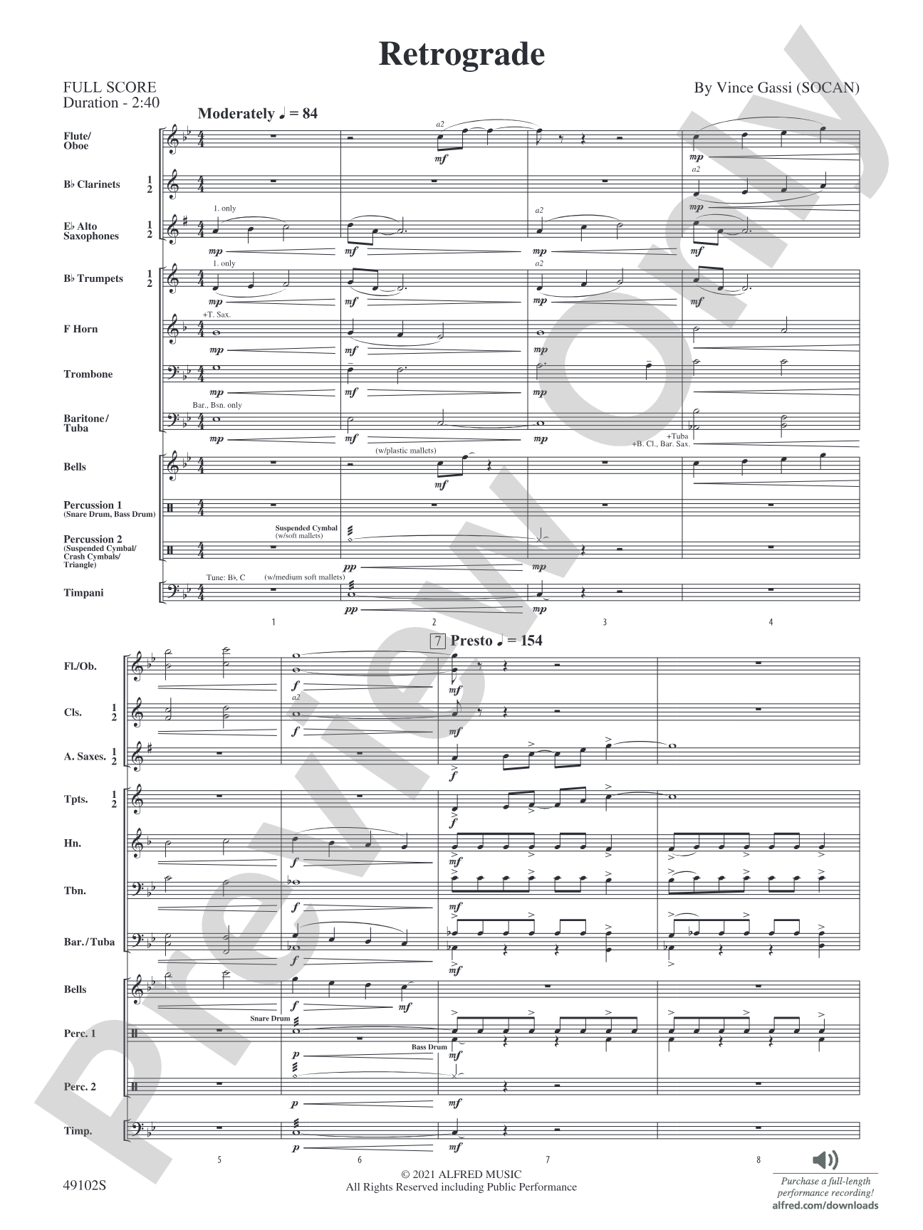 Retrograde: Concert Band Conductor Score & Parts