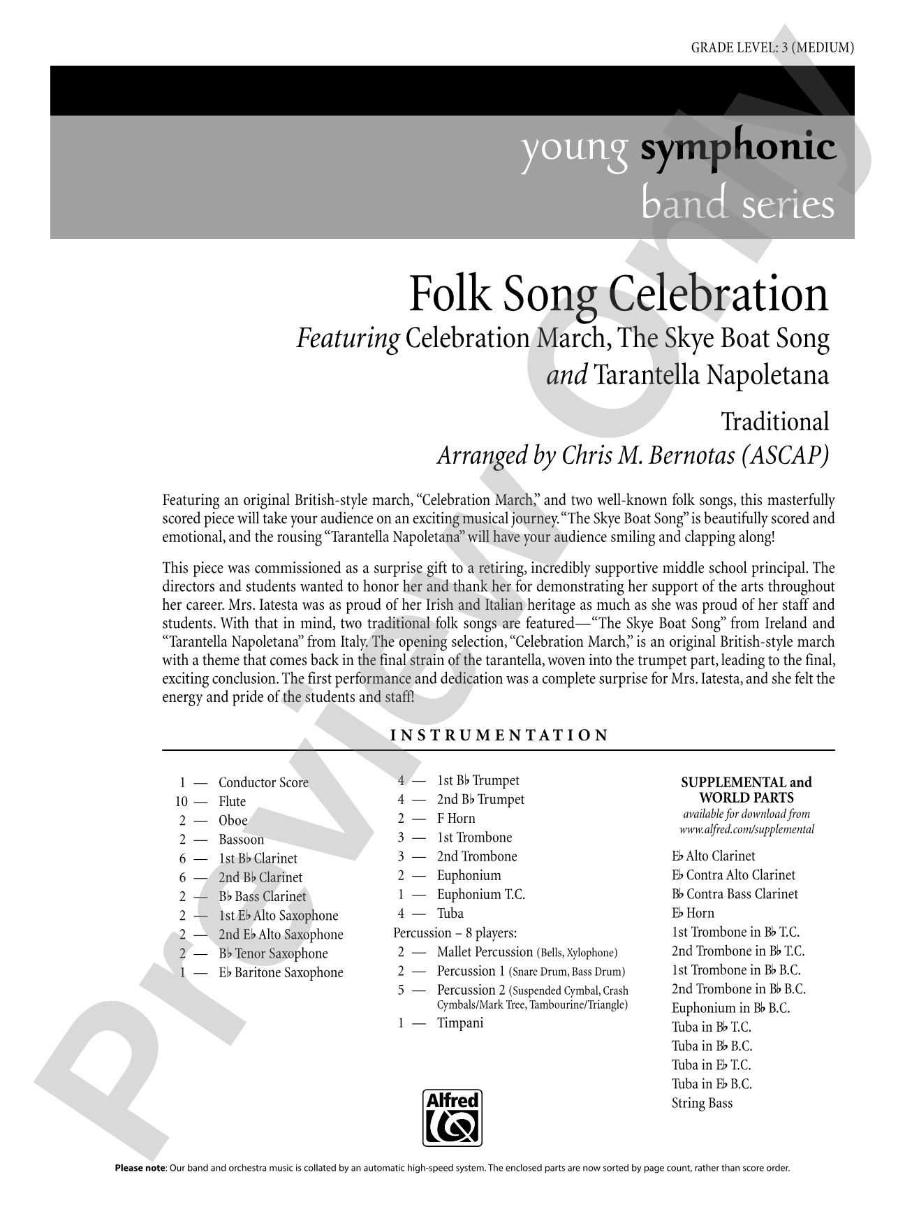 Folk Song Celebration: Concert Band Conductor Score & Parts