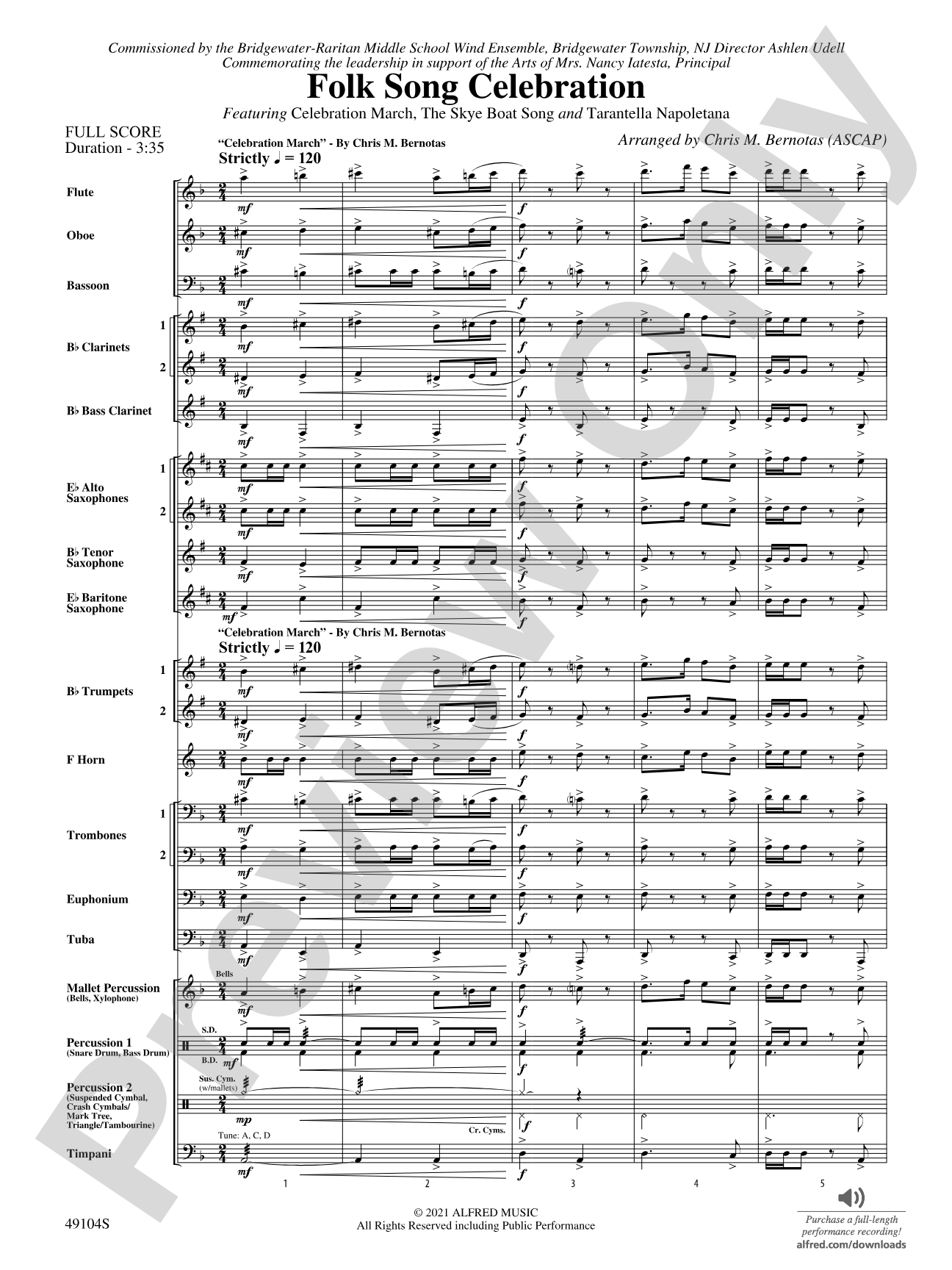Folk Song Celebration: Concert Band Conductor Score & Parts