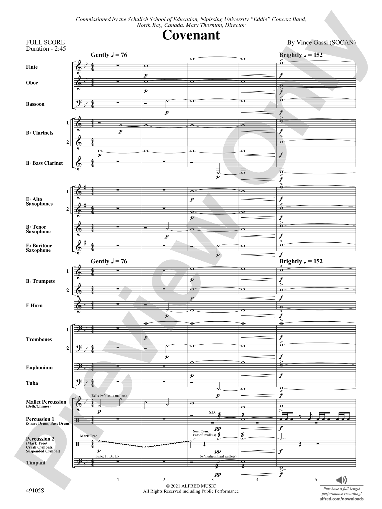 Covenant: Concert Band Conductor Score & Parts