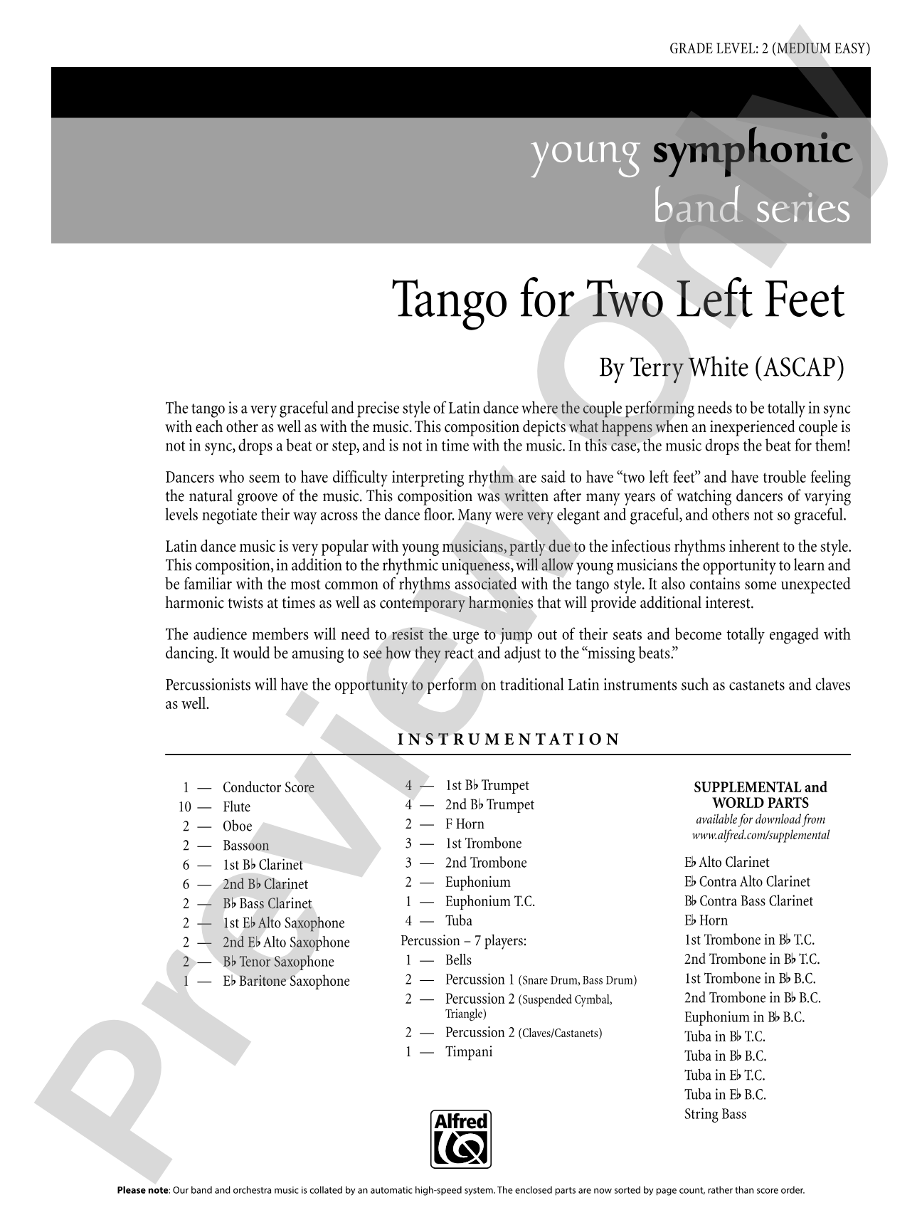 Tango for Two Left Feet: Concert Band Conductor Score & Parts