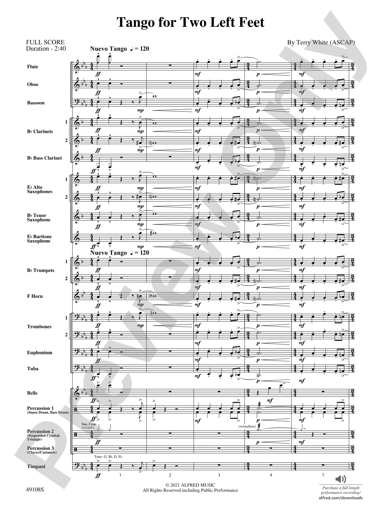 Tango for Two Left Feet: Concert Band Conductor Score & Parts