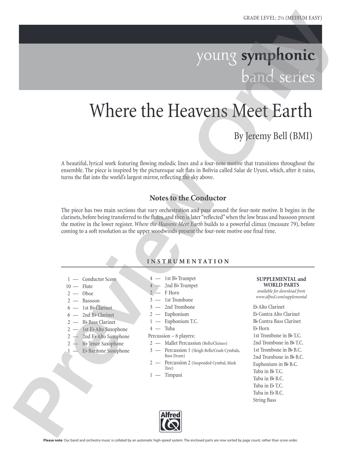 Where the Heavens Meet Earth: Concert Band Conductor Score & Parts
