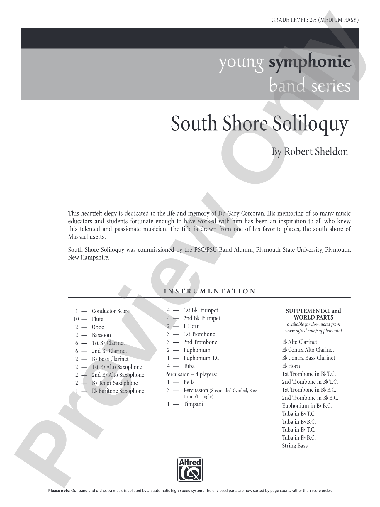 South Shore Soliloquy: Concert Band Conductor Score & Parts