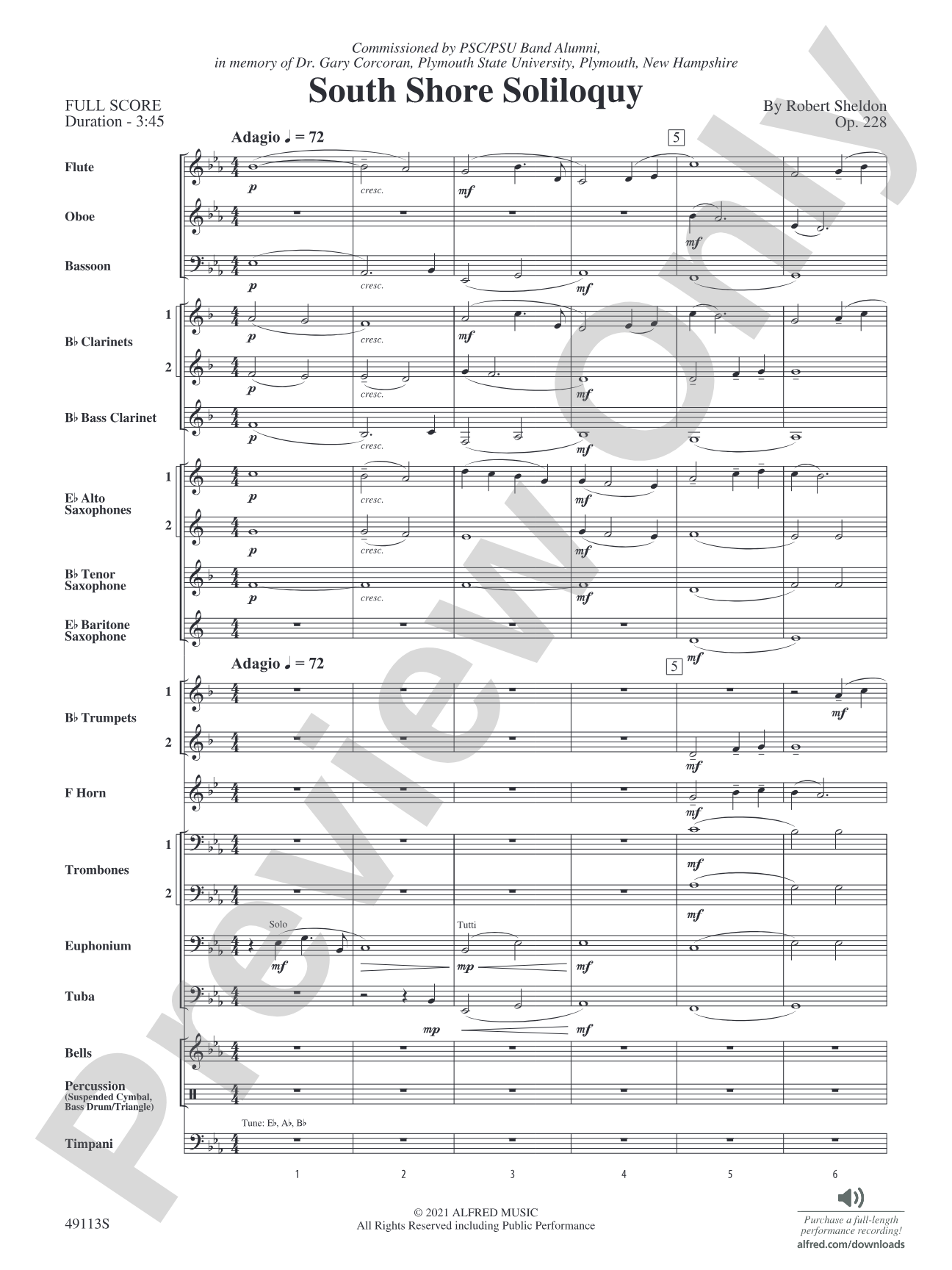 South Shore Soliloquy: Concert Band Conductor Score & Parts