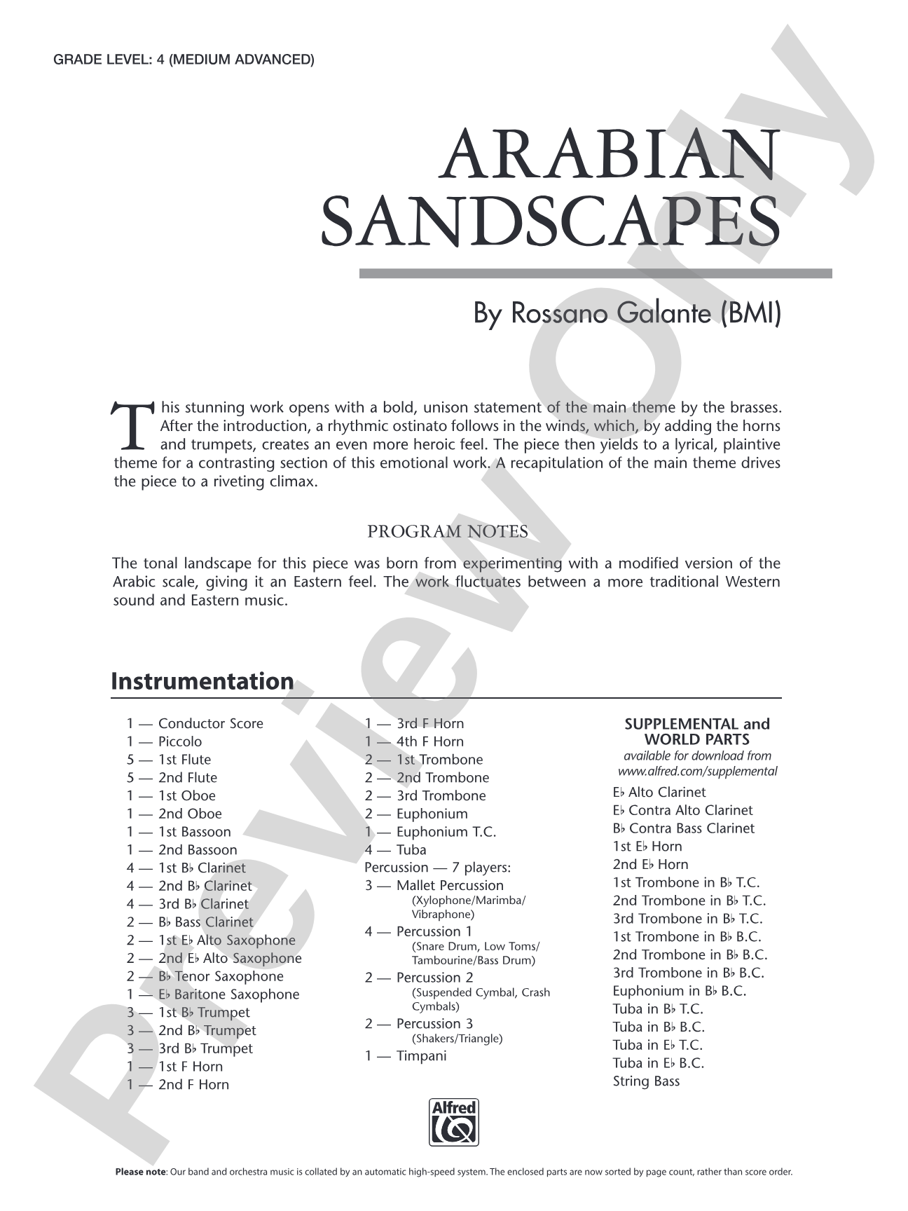 Arabian Sandscapes: Concert Band Conductor Score & Parts